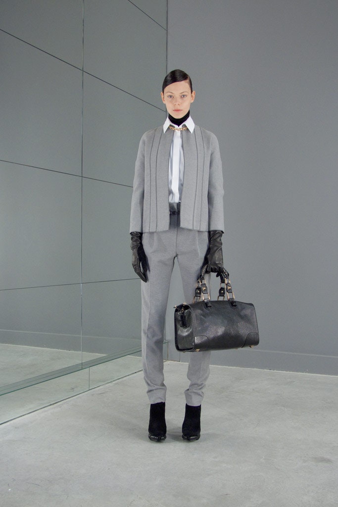 gray wool long-sleeve collared fitted zippered jacket