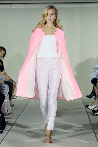 pink silk cape with fitted top