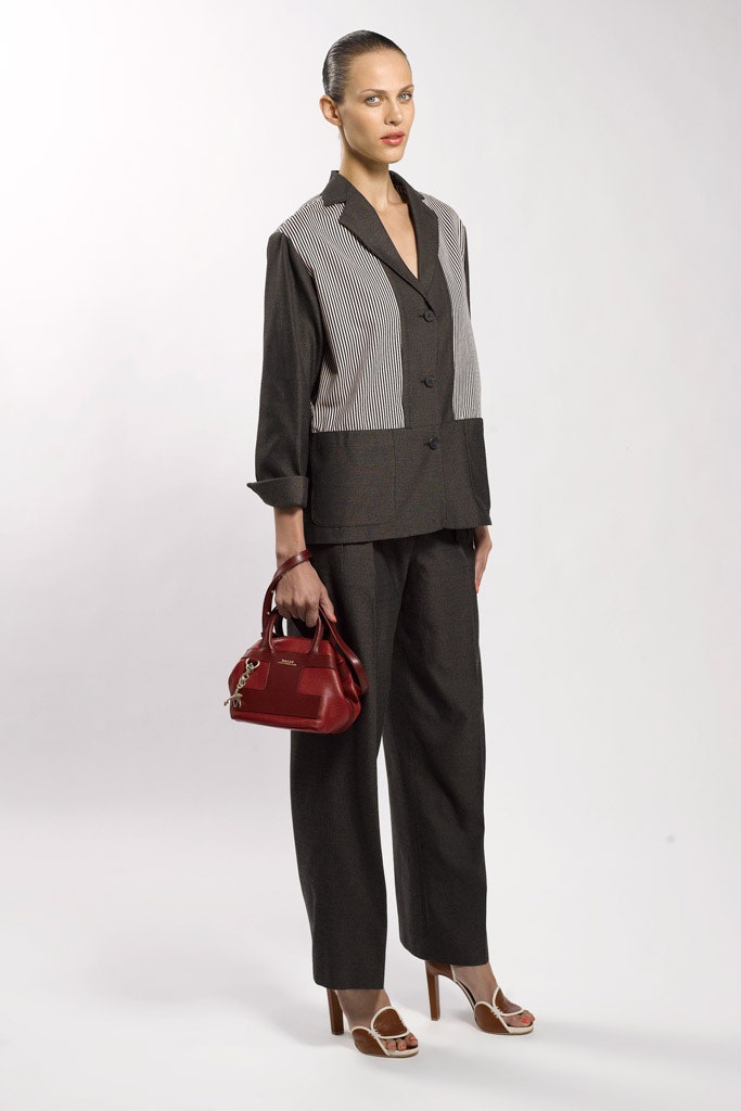 black and white tailored blazer with relaxed pants