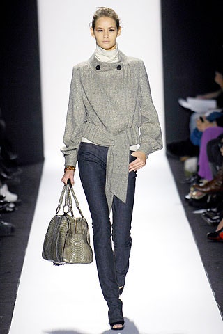 gray wool long-sleeve collared relaxed belted blouse