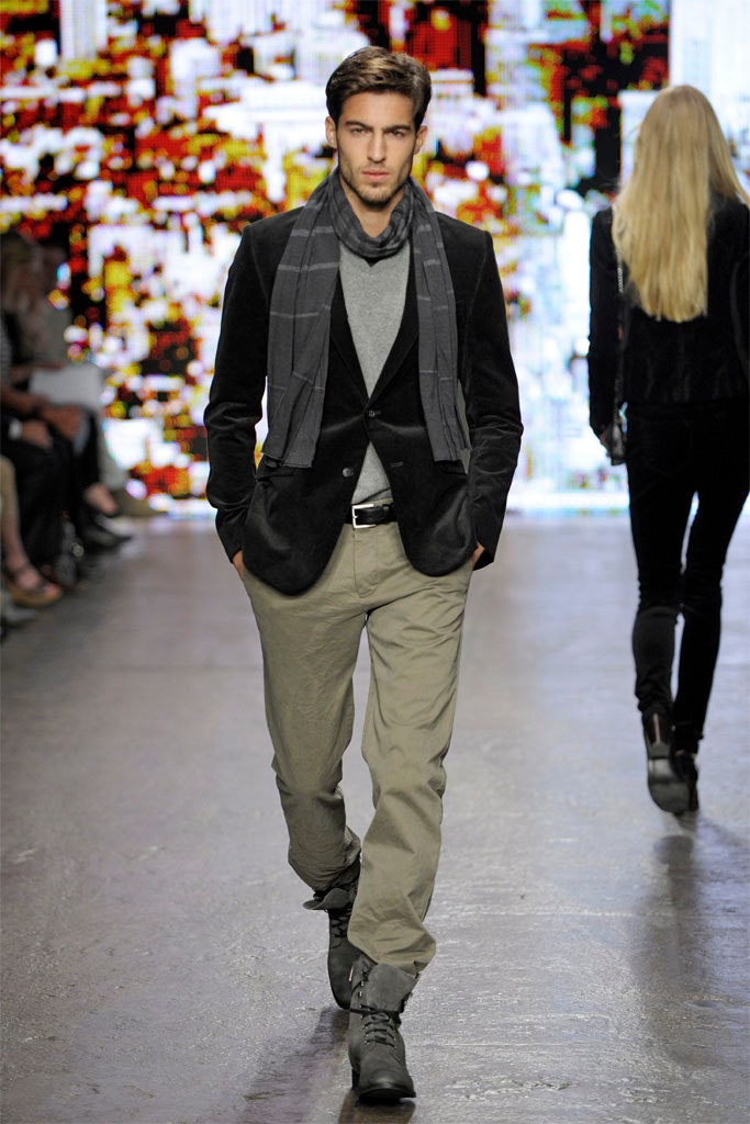 black velvet blazer with gray sweater