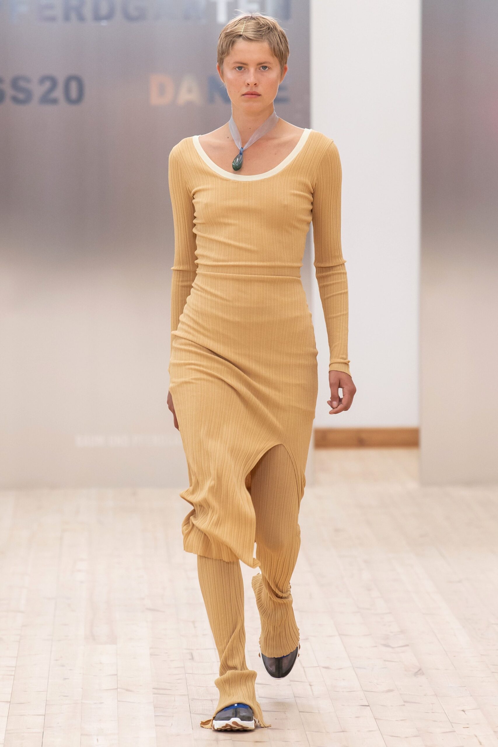 fitted beige cotton midi dress
