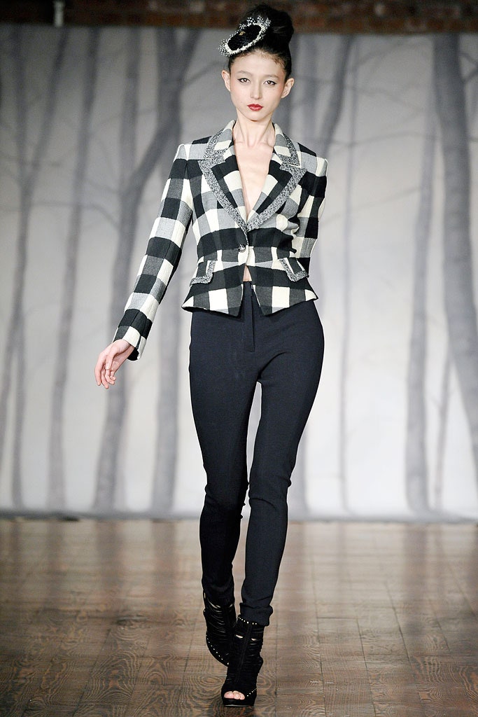 black and white checked blazer