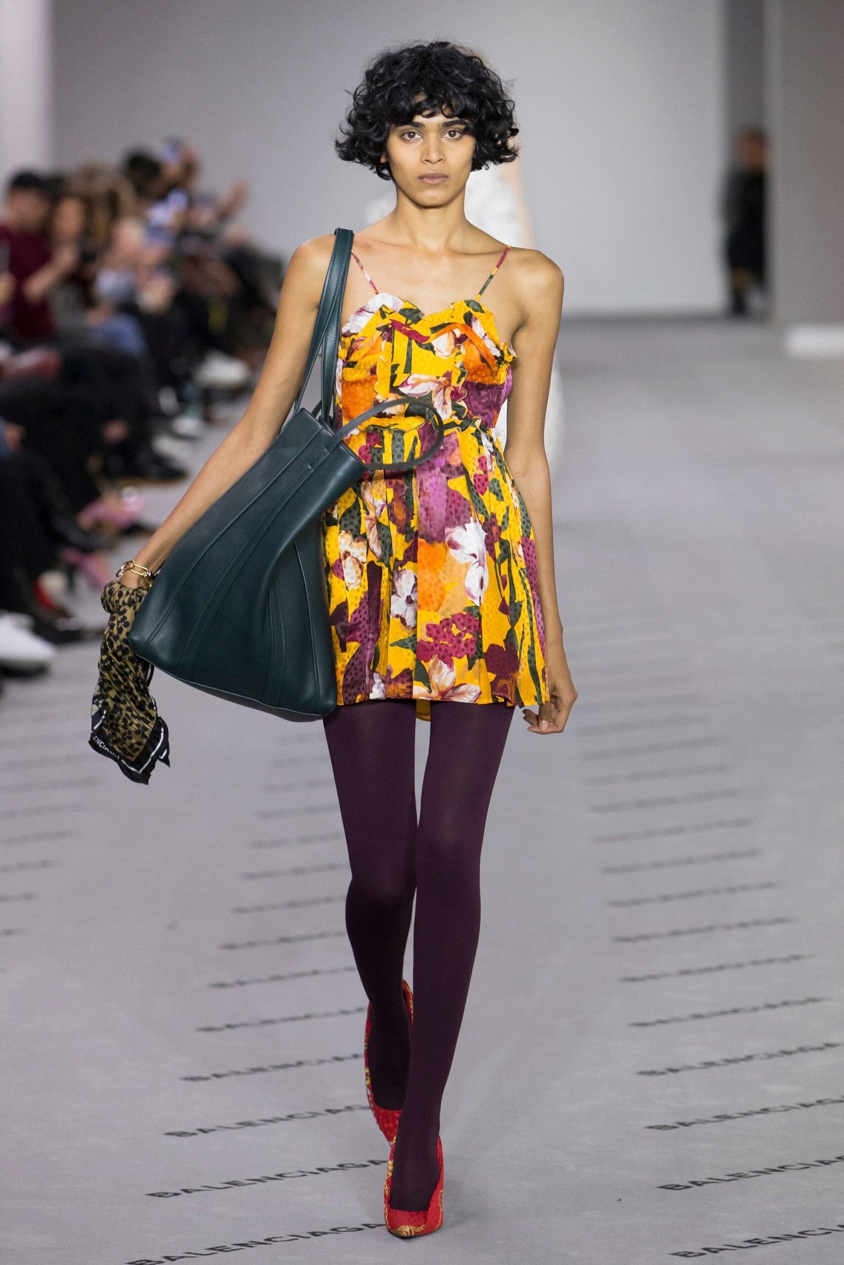 colorful mini dress with tights