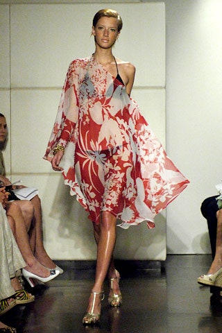 red and white flowing dress