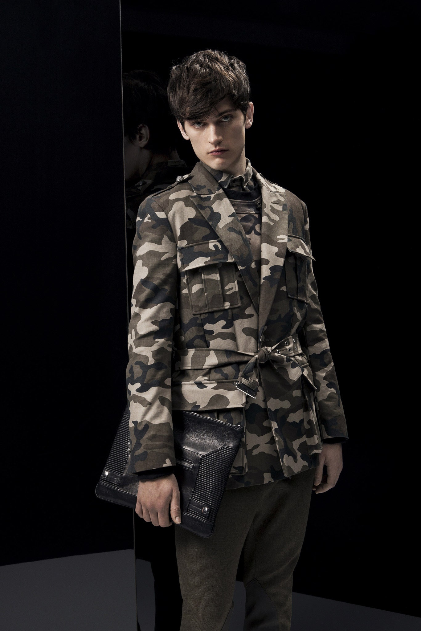 camouflage tailored jacket with slim pants