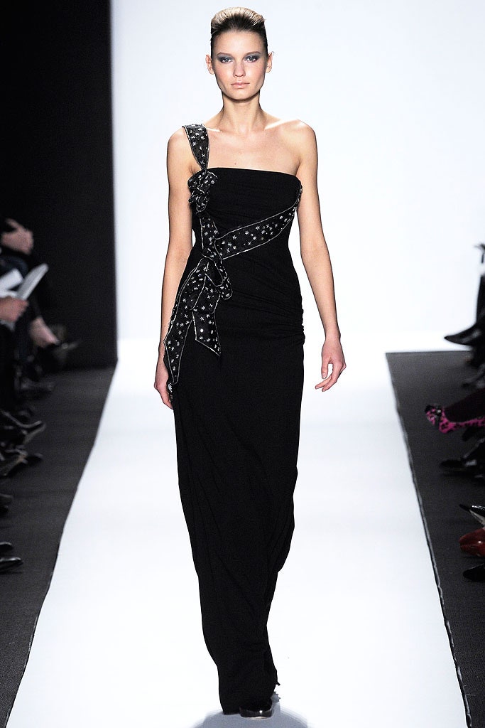 black silk strapless gown