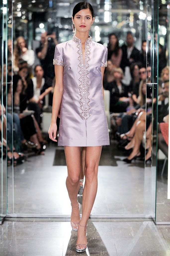fitted lavender silk dress