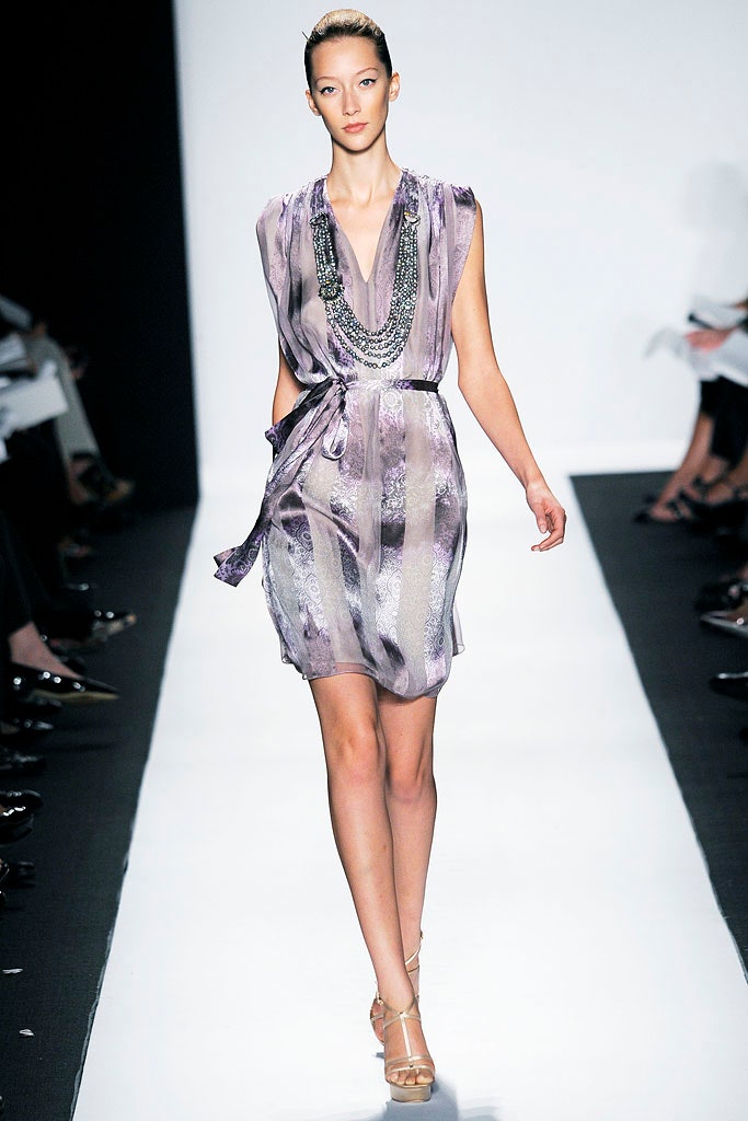fitted purple silk dress