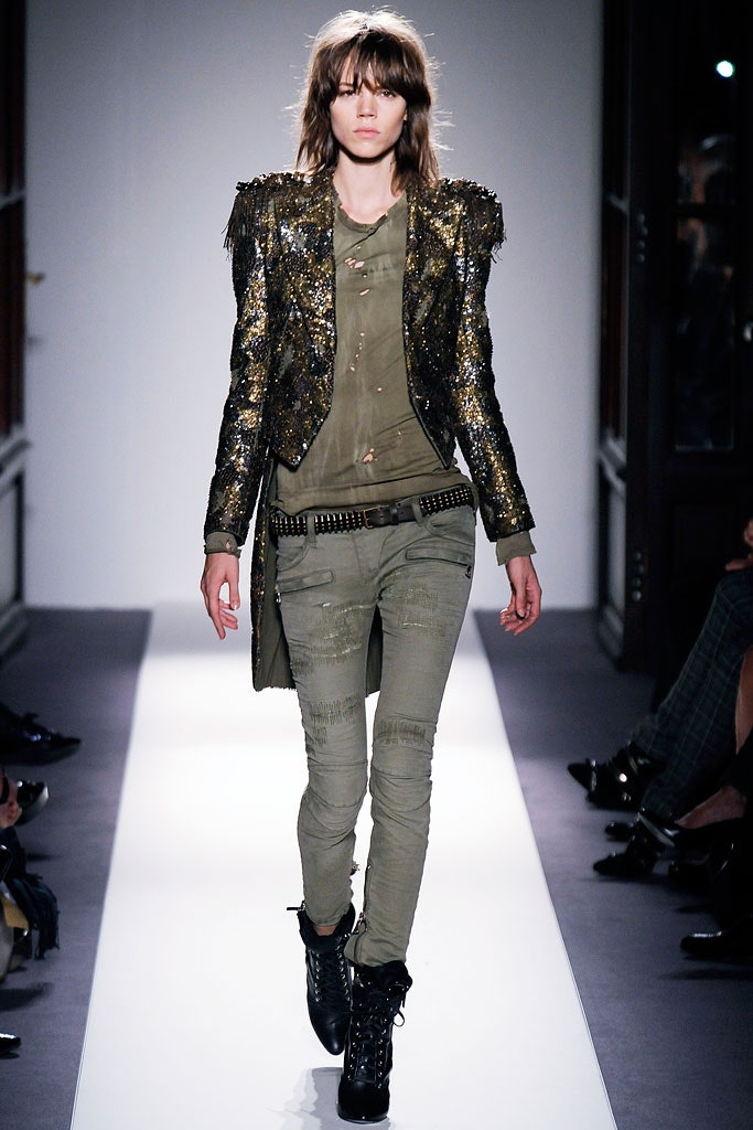 green denim slim zippered distressed pants
