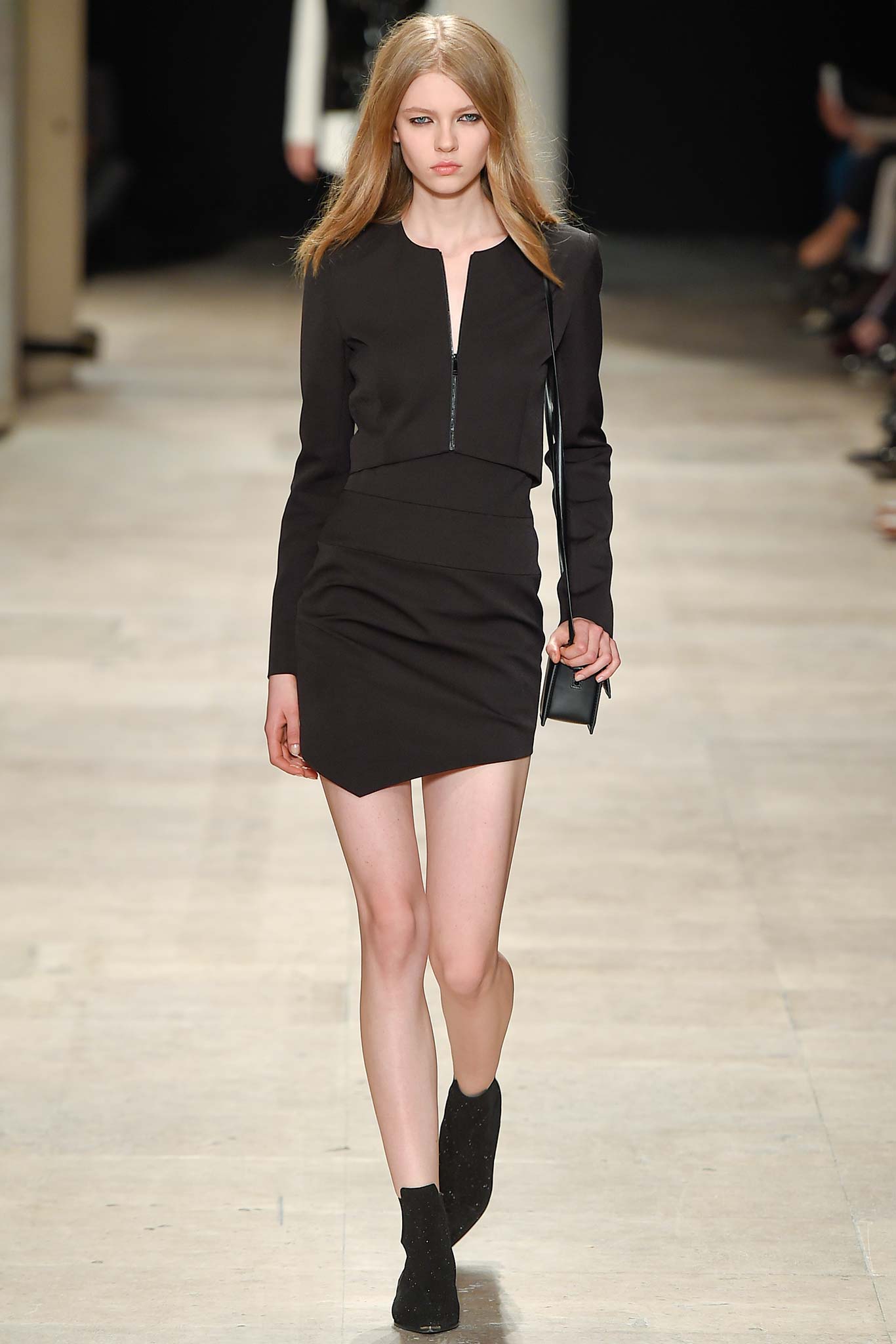 black fitted long-sleeve mini dress