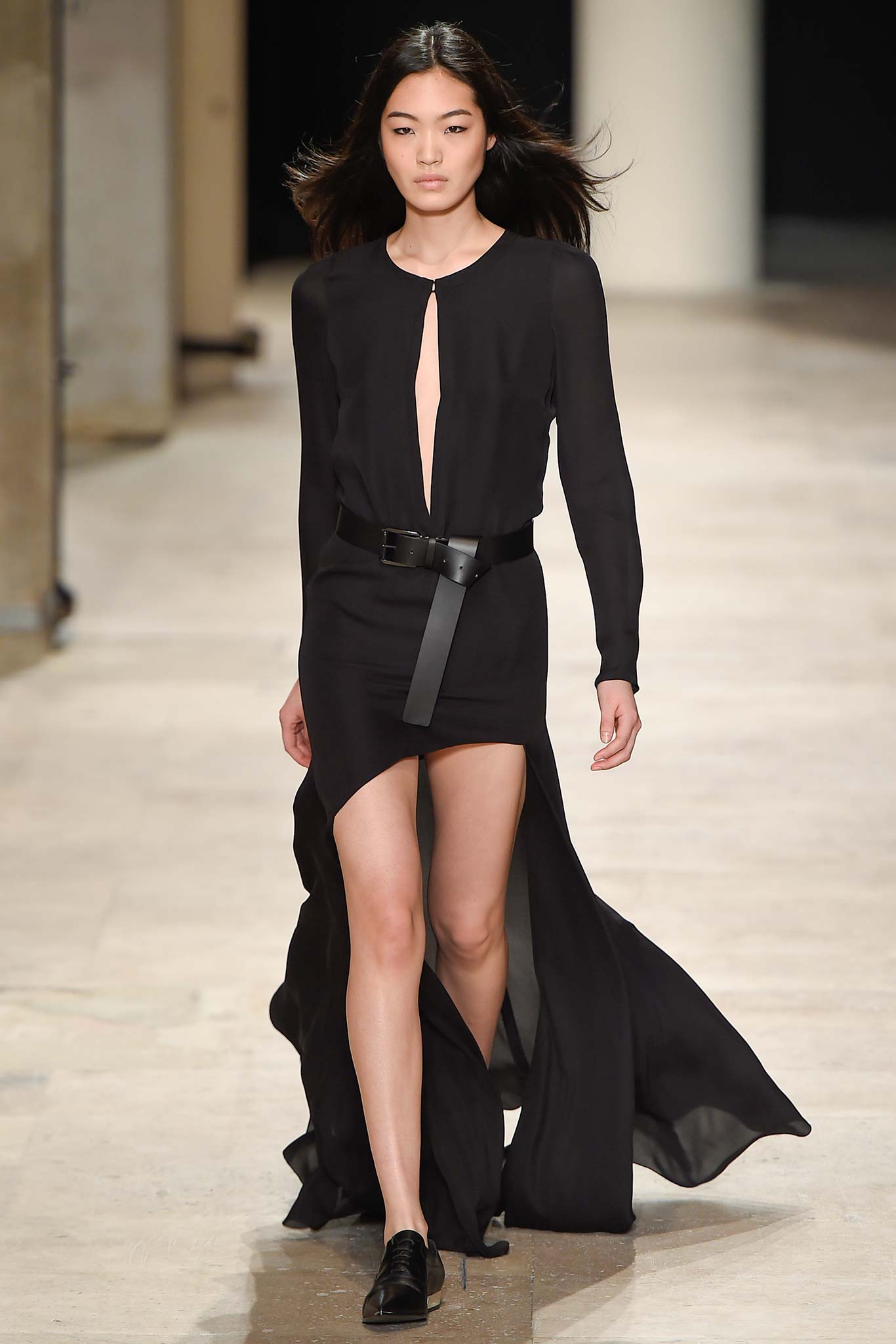 black silk fitted dress