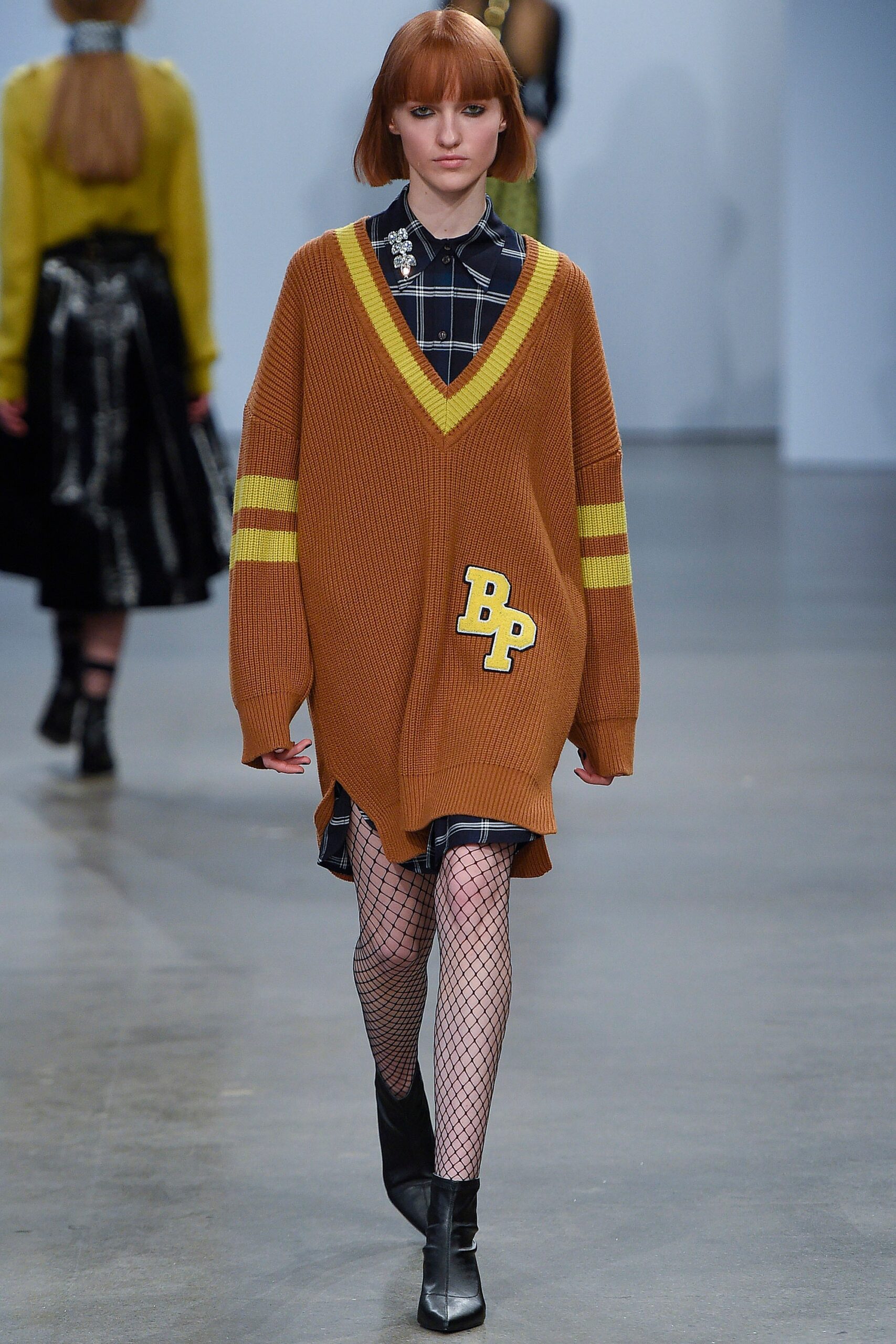 oversized orange sweater with mini dress