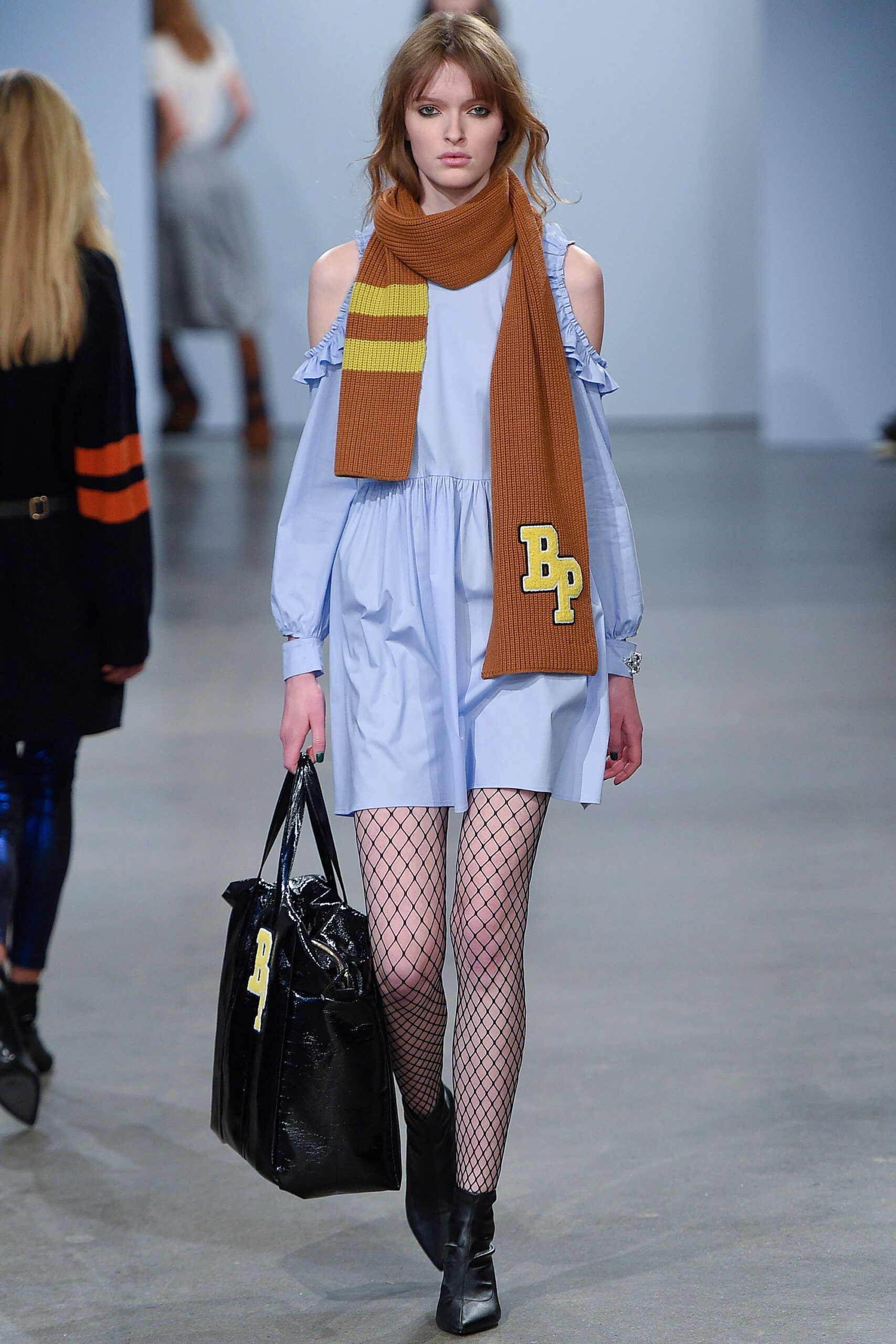 blue relaxed off-shoulder dress