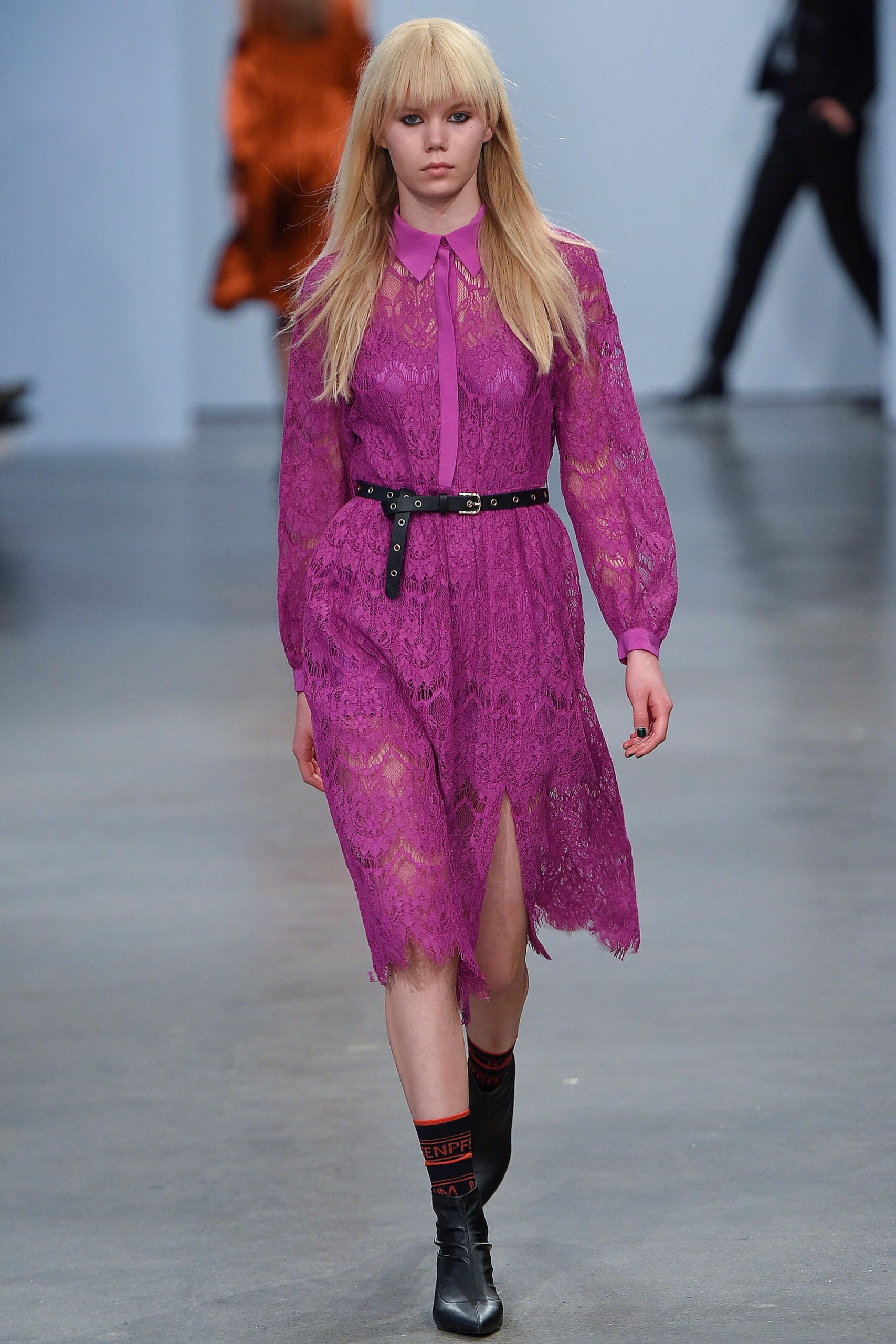 purple lace fitted dress