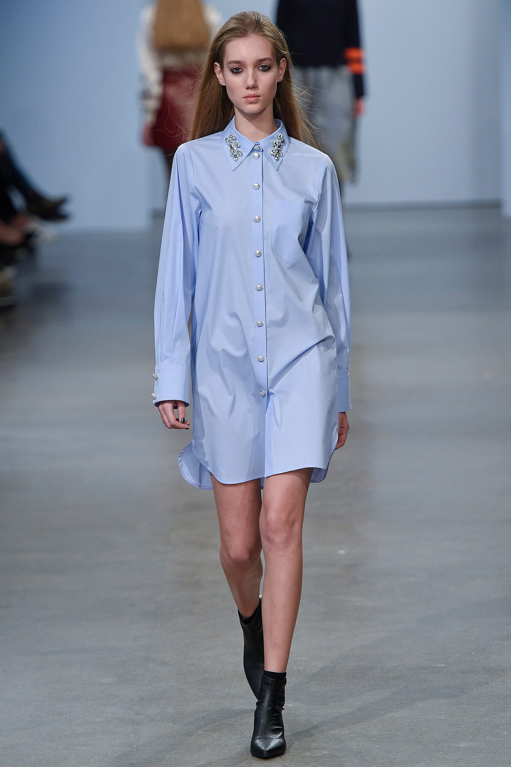 blue cotton relaxed shirt-dress