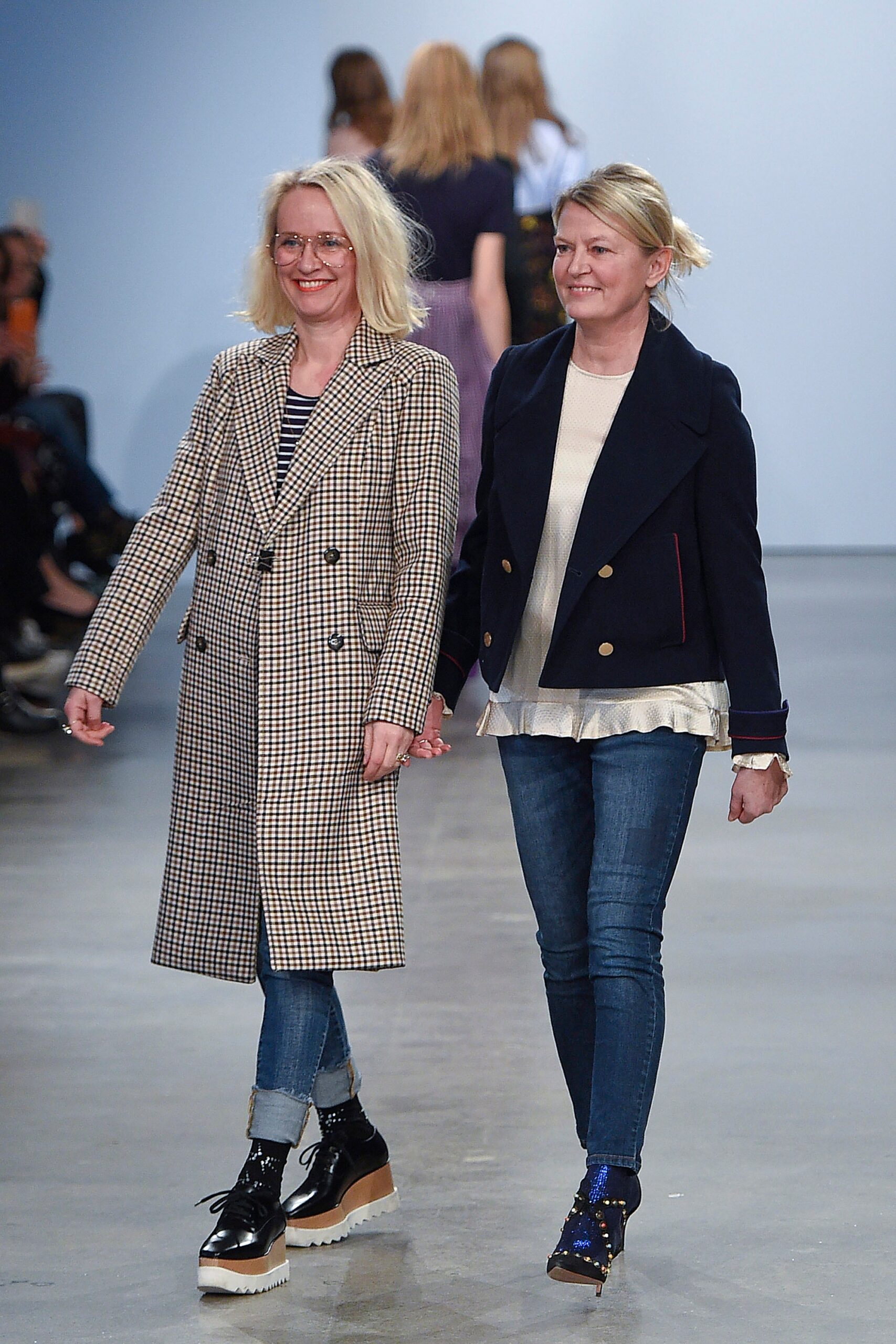 beige checked coat with relaxed top