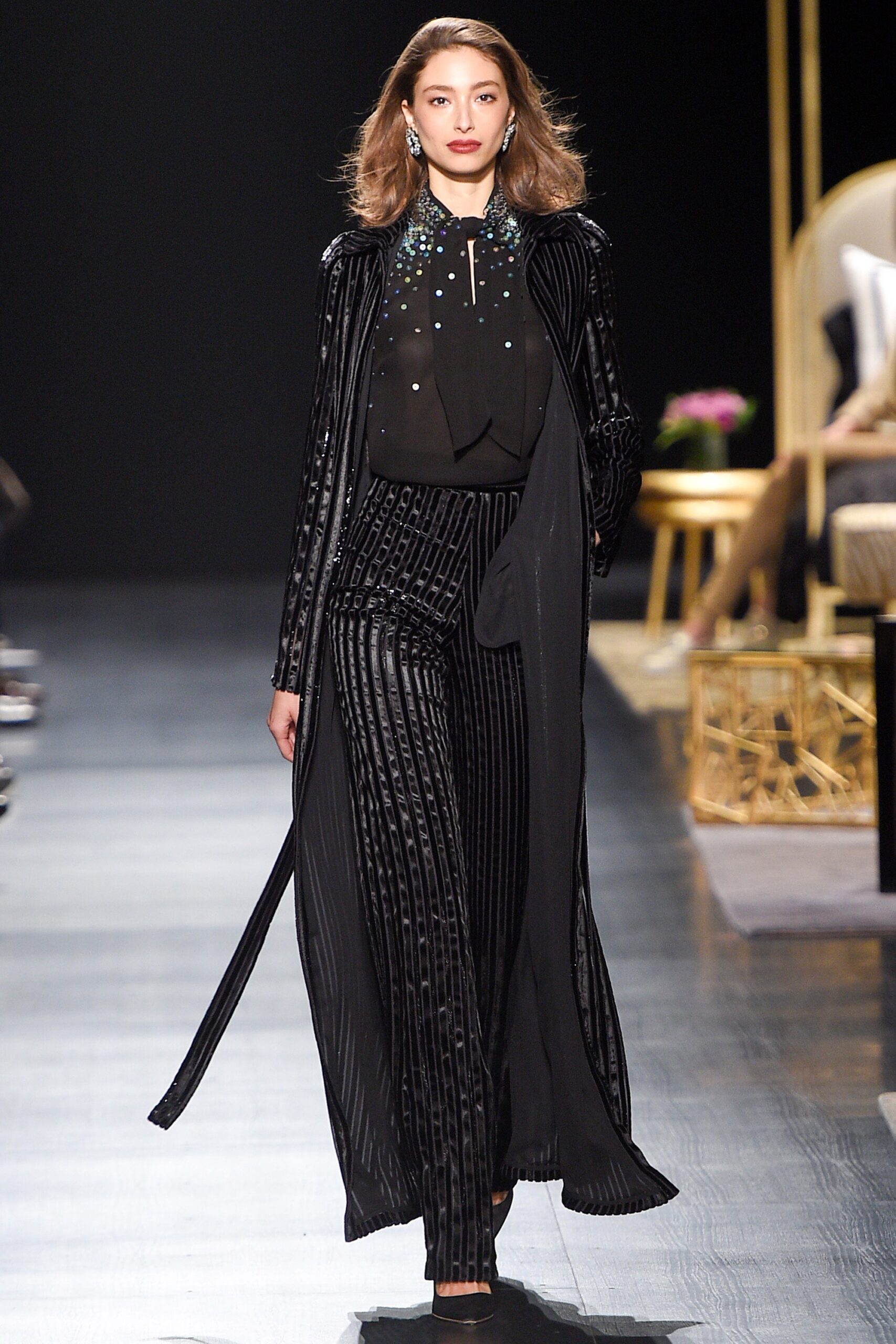 black silk coat and pants