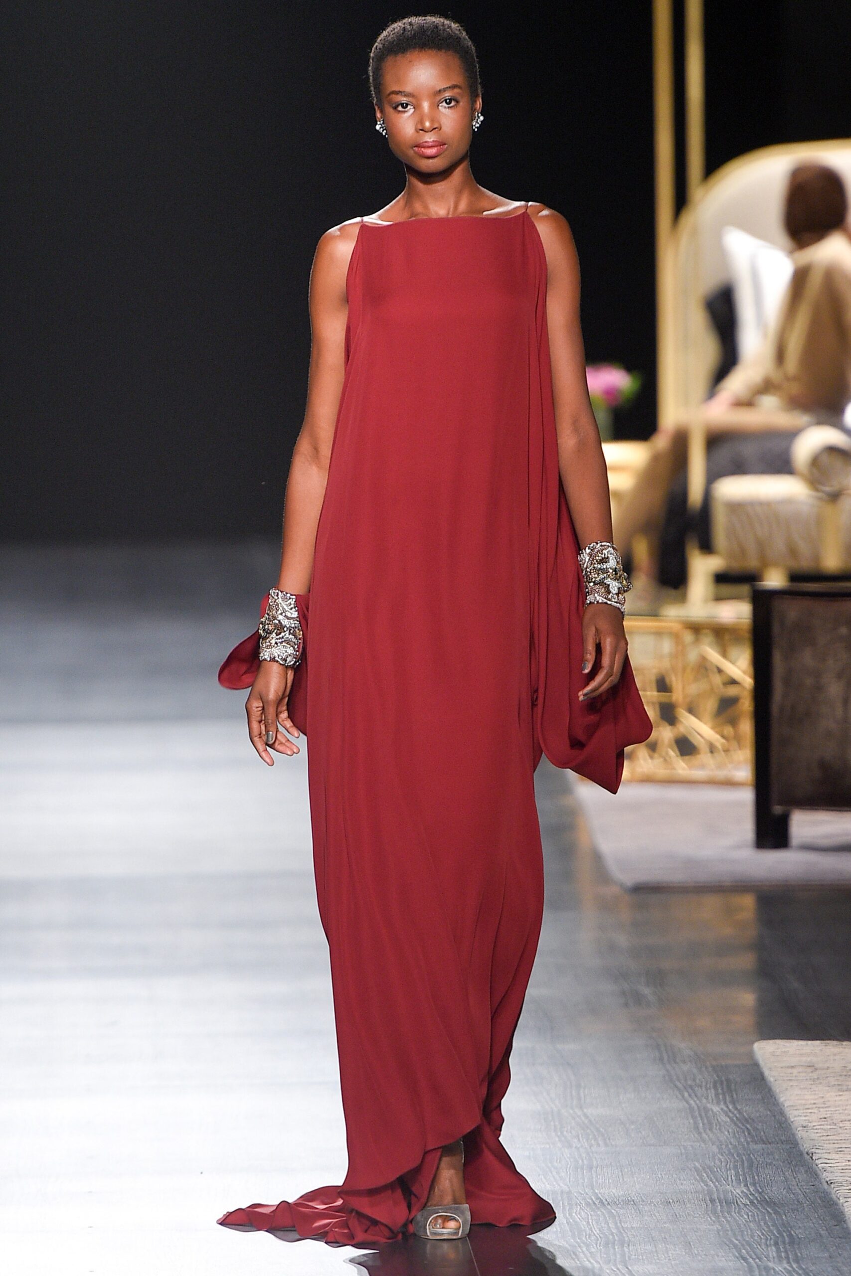 relaxed red sleeveless dress