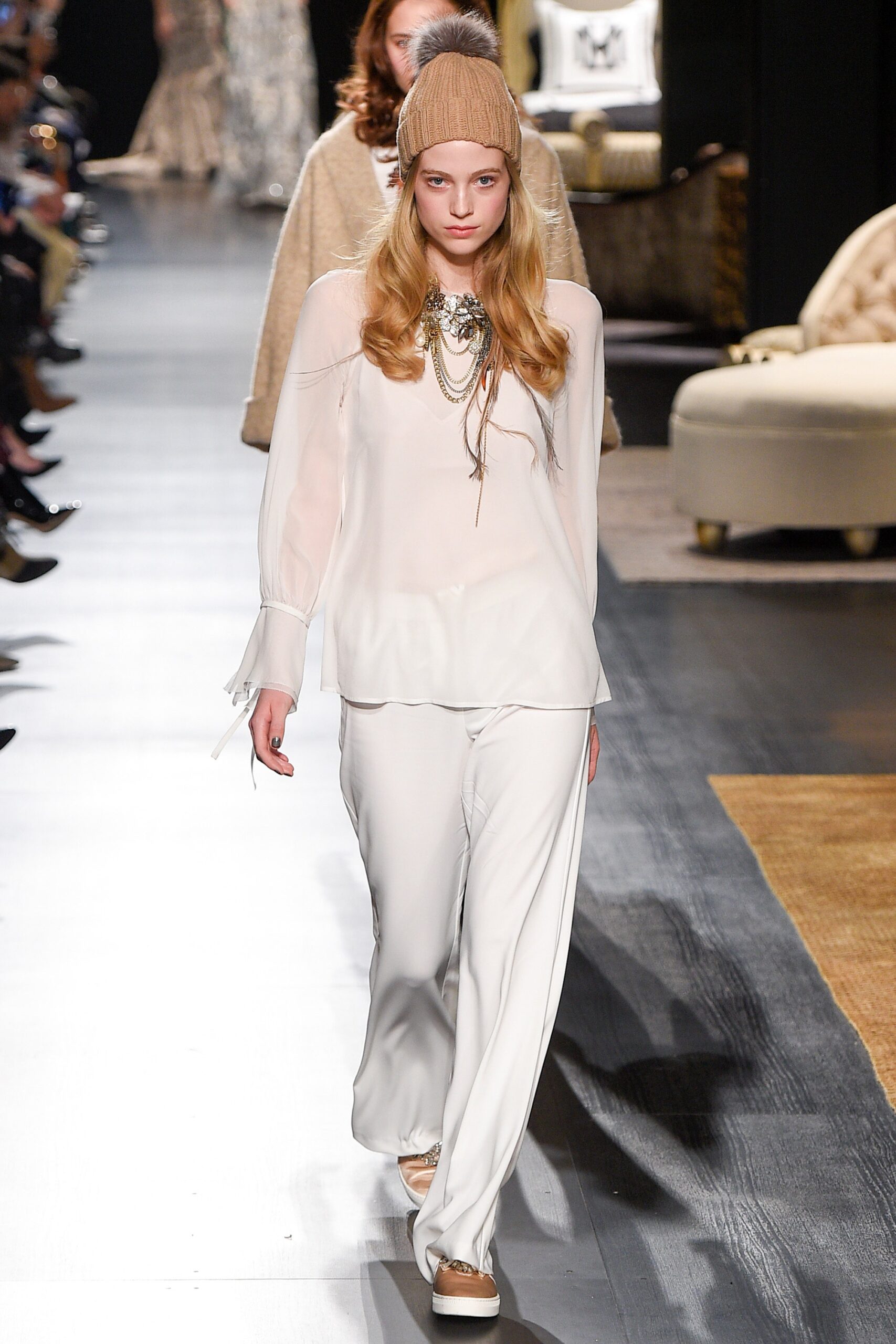 white silk blouse and pants
