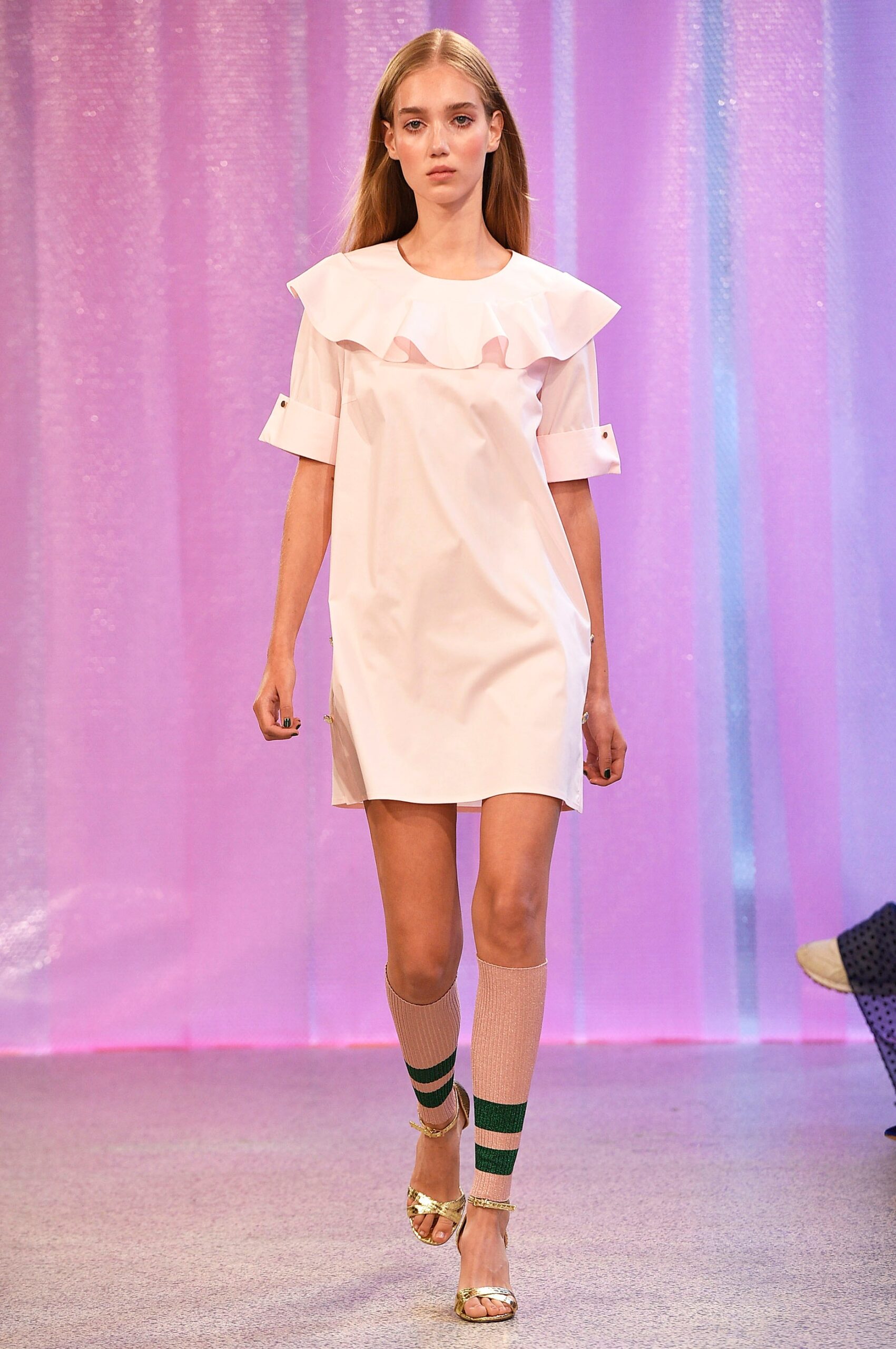 pink relaxed ruffled dress