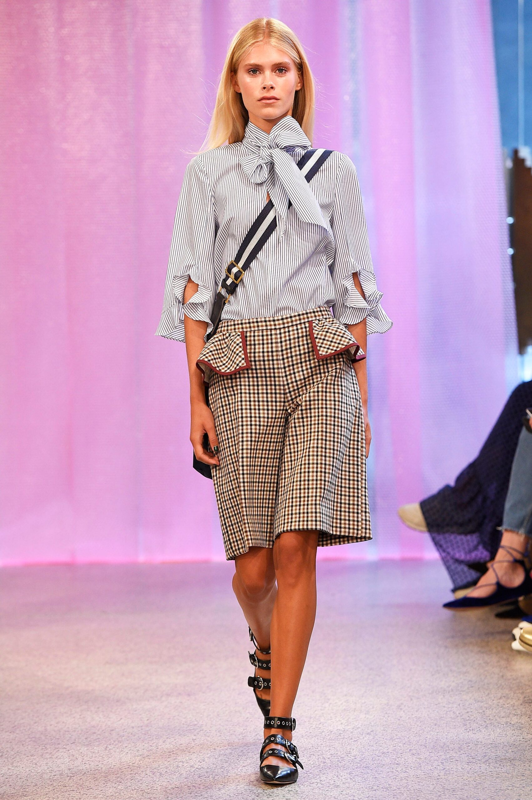 striped shirt and checked shorts