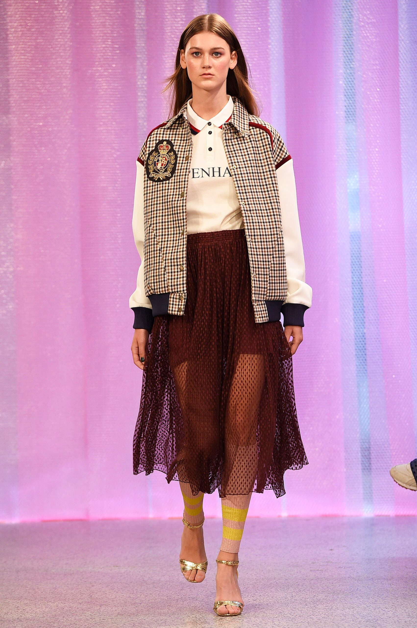 multi-colored relaxed jacket with white top