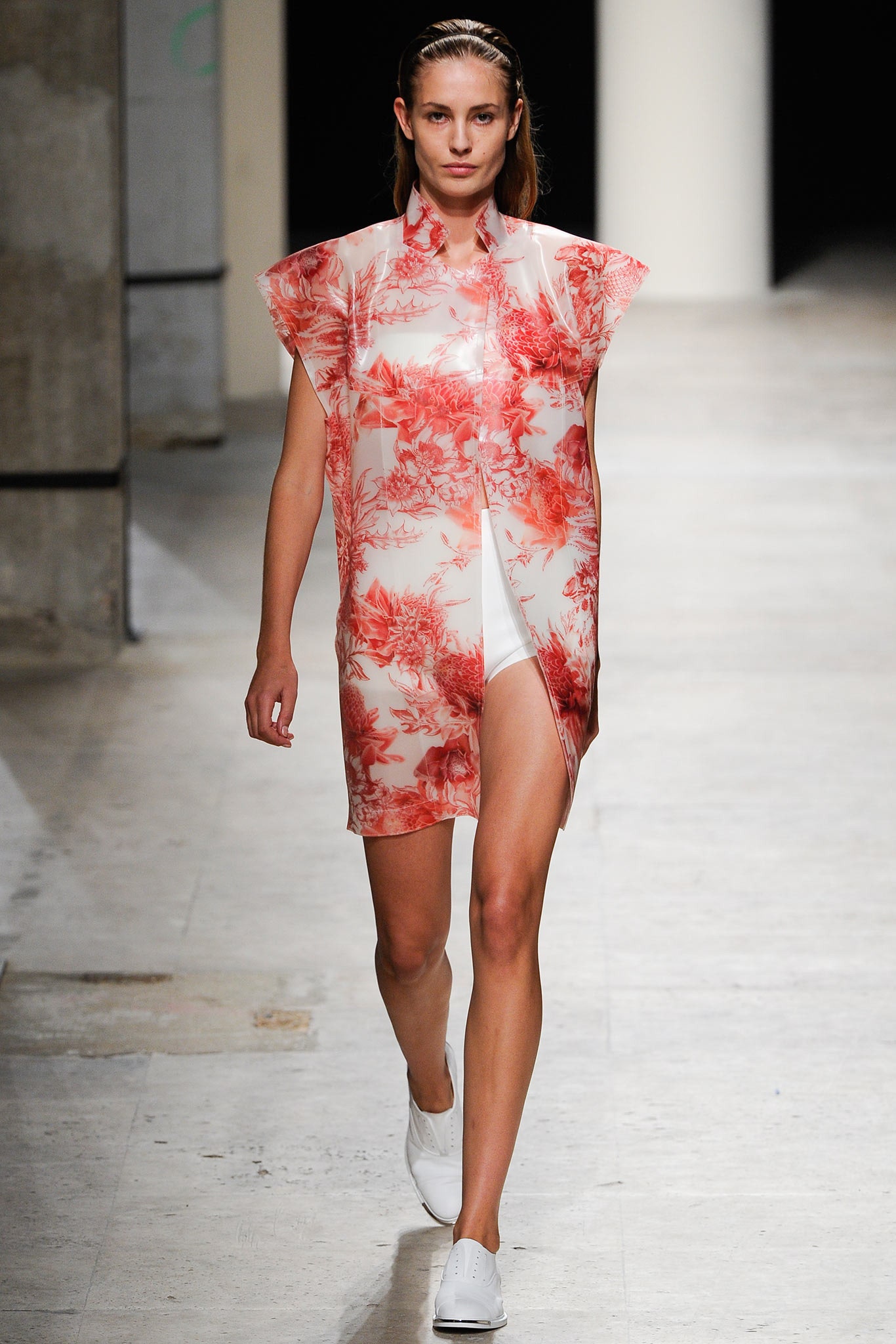 white and red floral dress