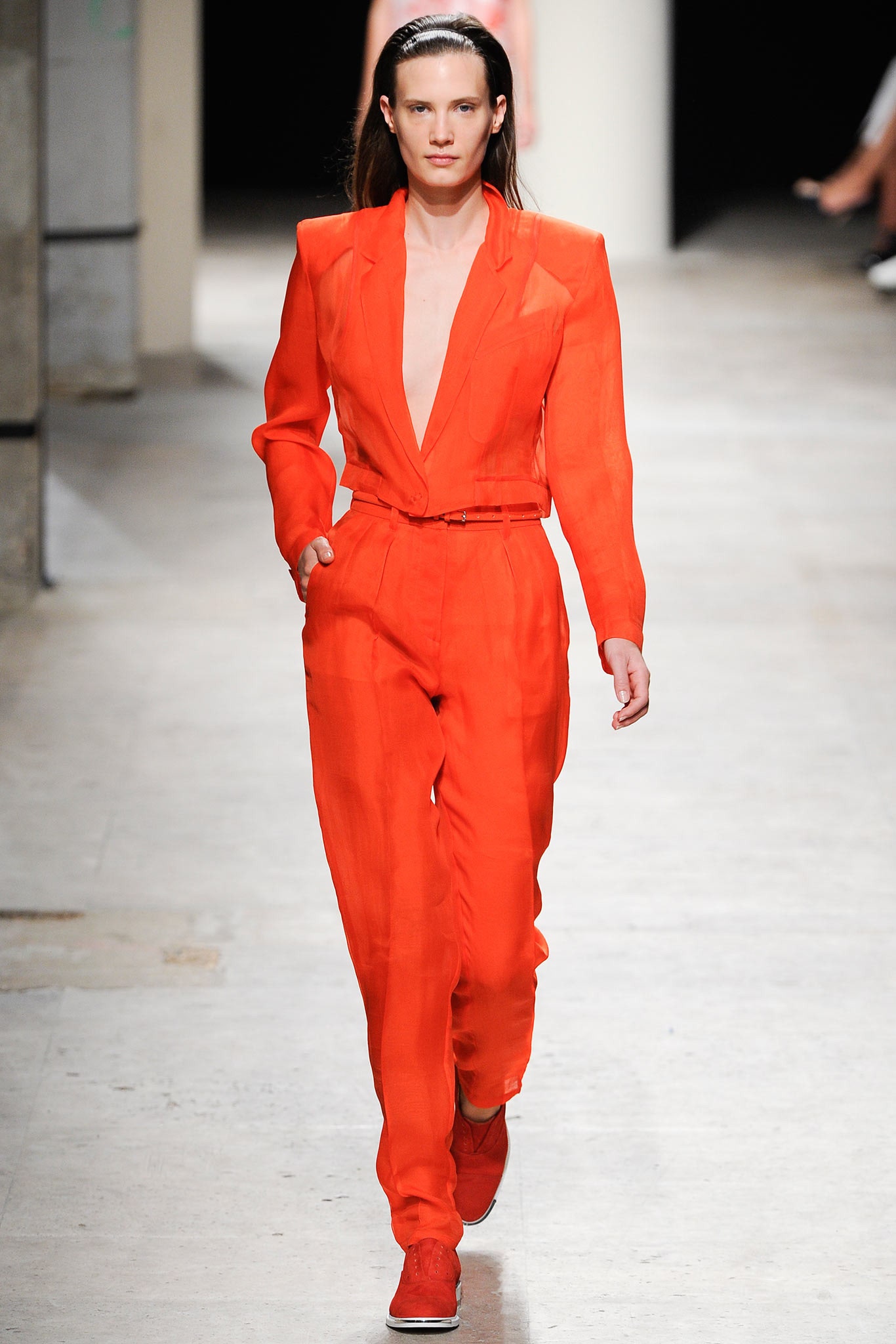 red fitted jumpsuit with shoes