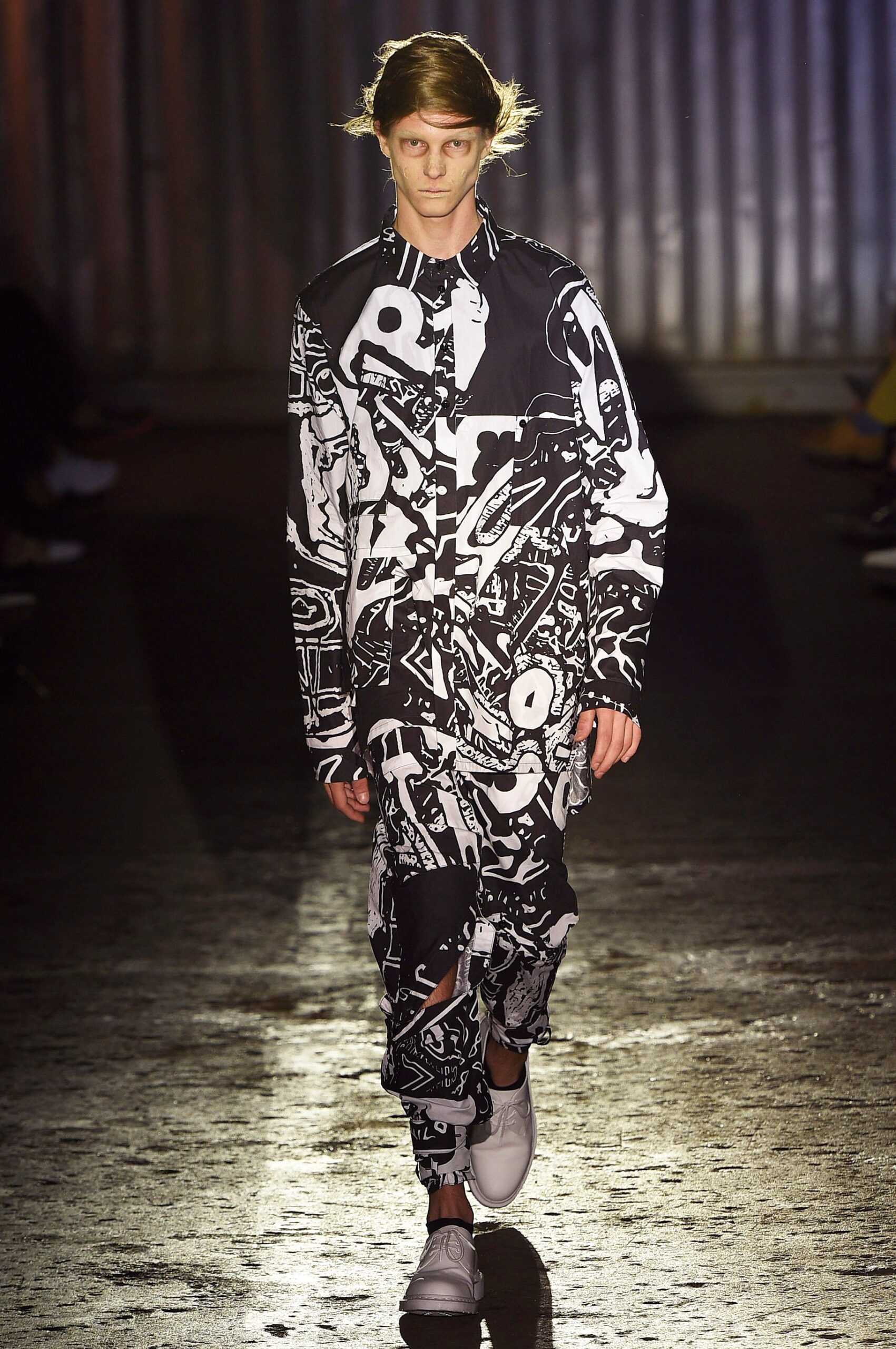 black and white printed jumpsuit