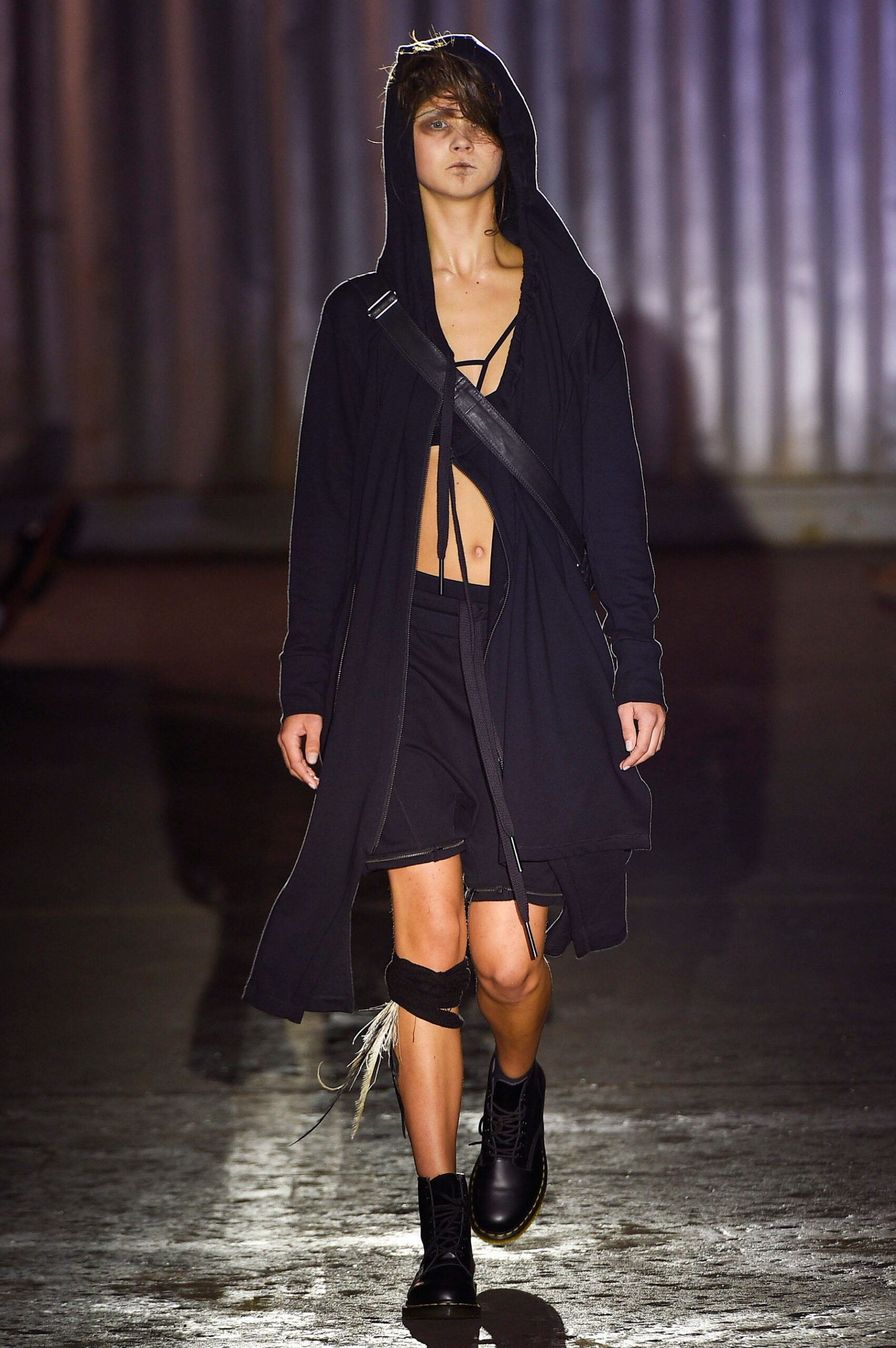 black relaxed coat with fitted top