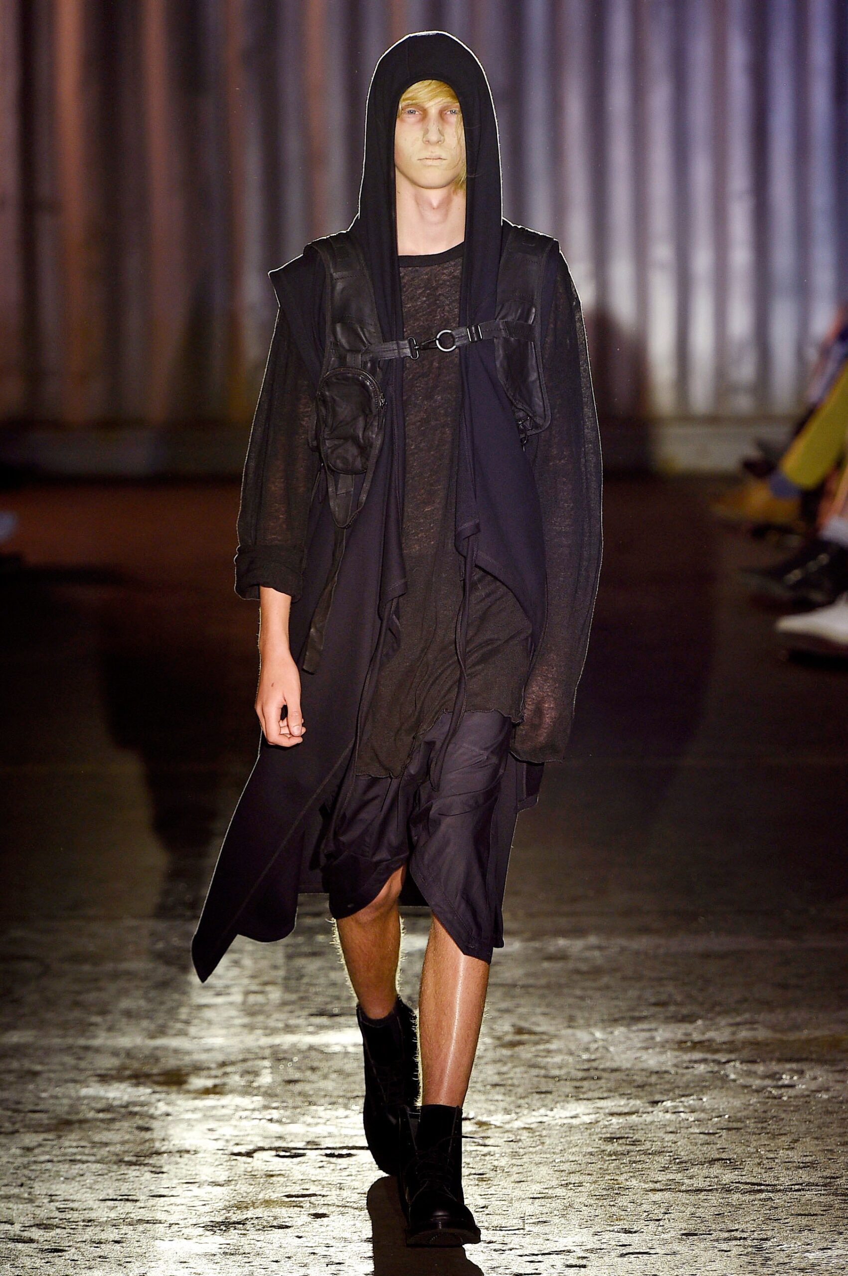black relaxed coat and shorts