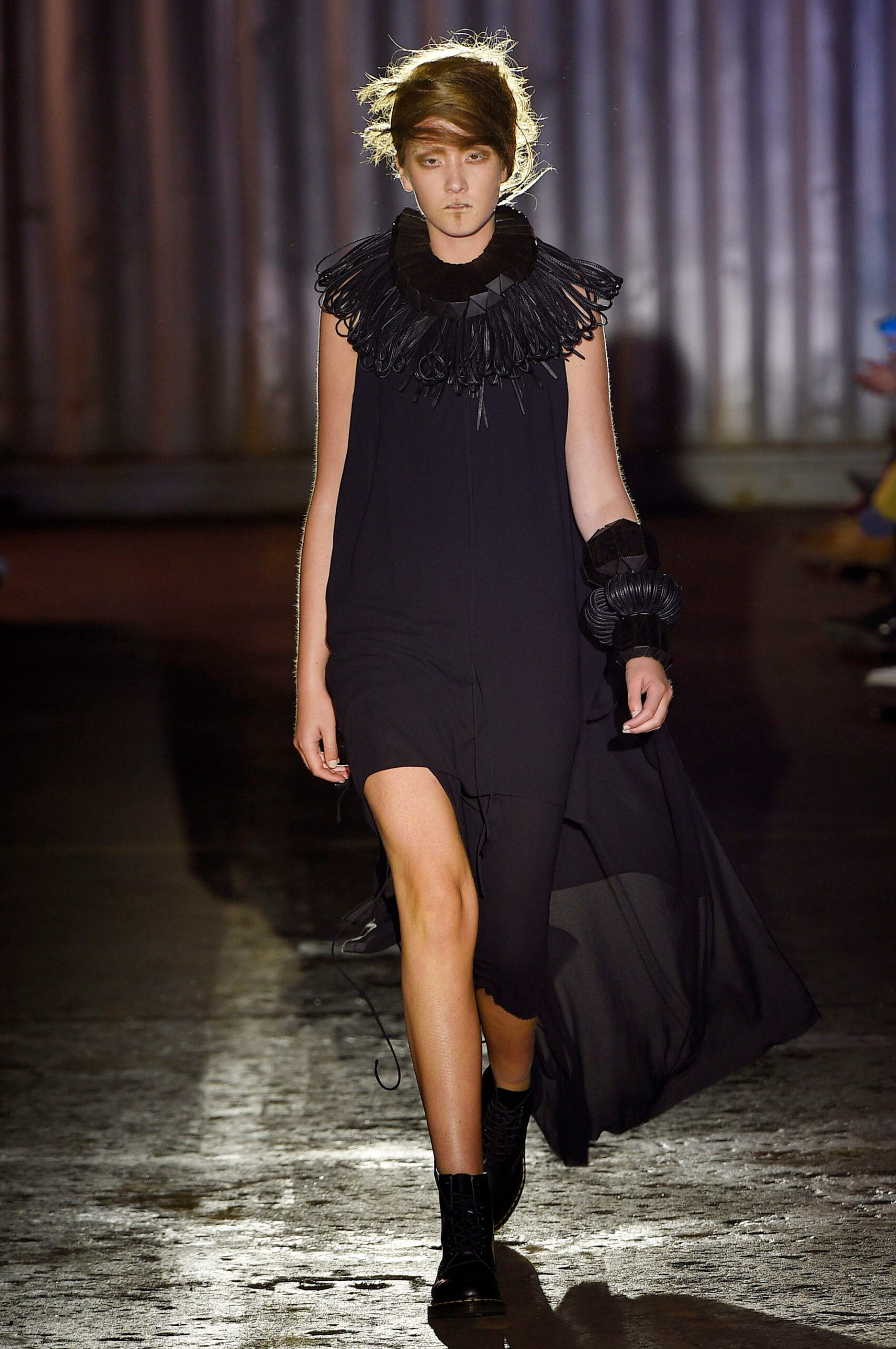 black silk sleeveless dress