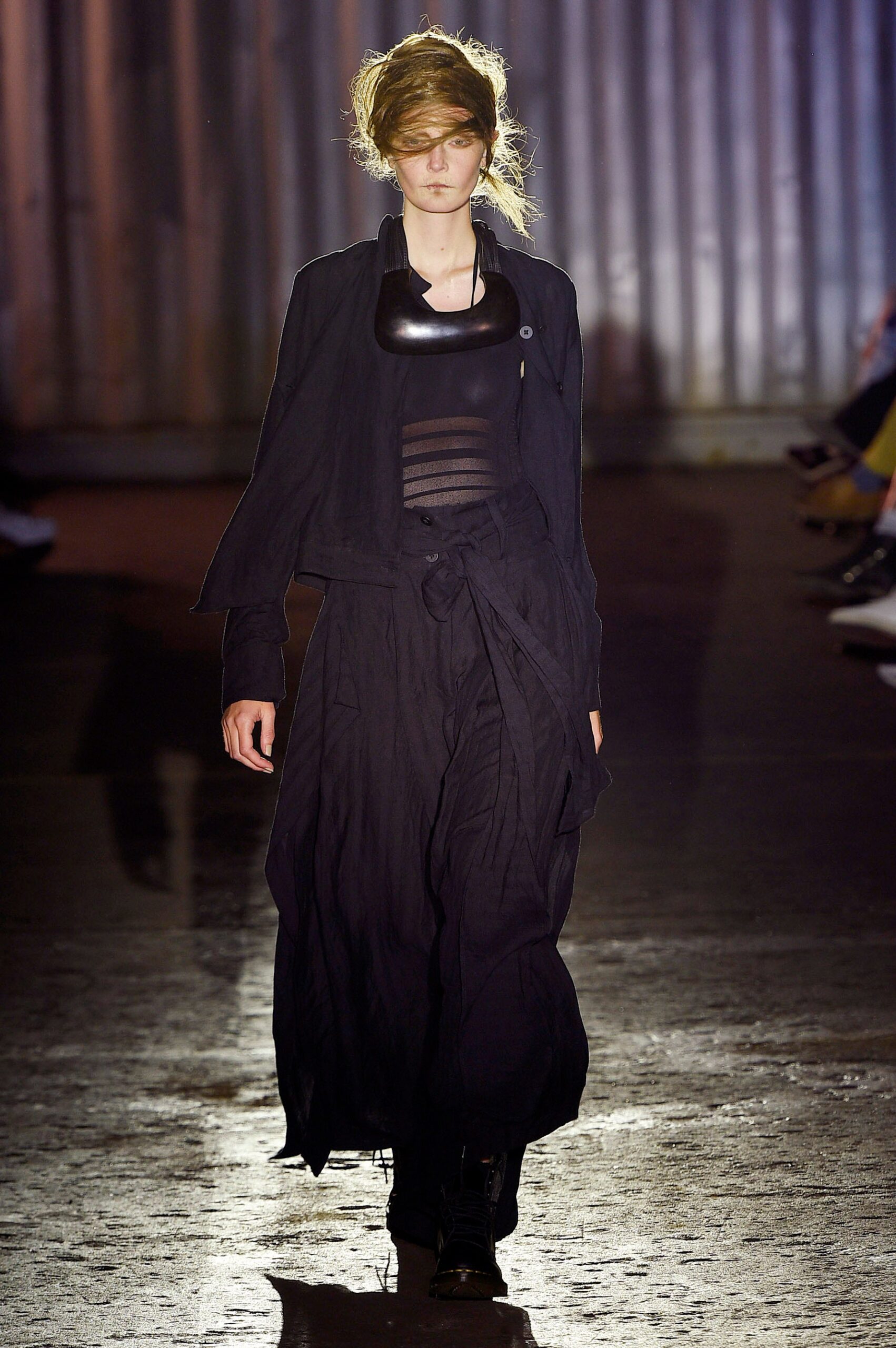 black relaxed jacket with sheer top