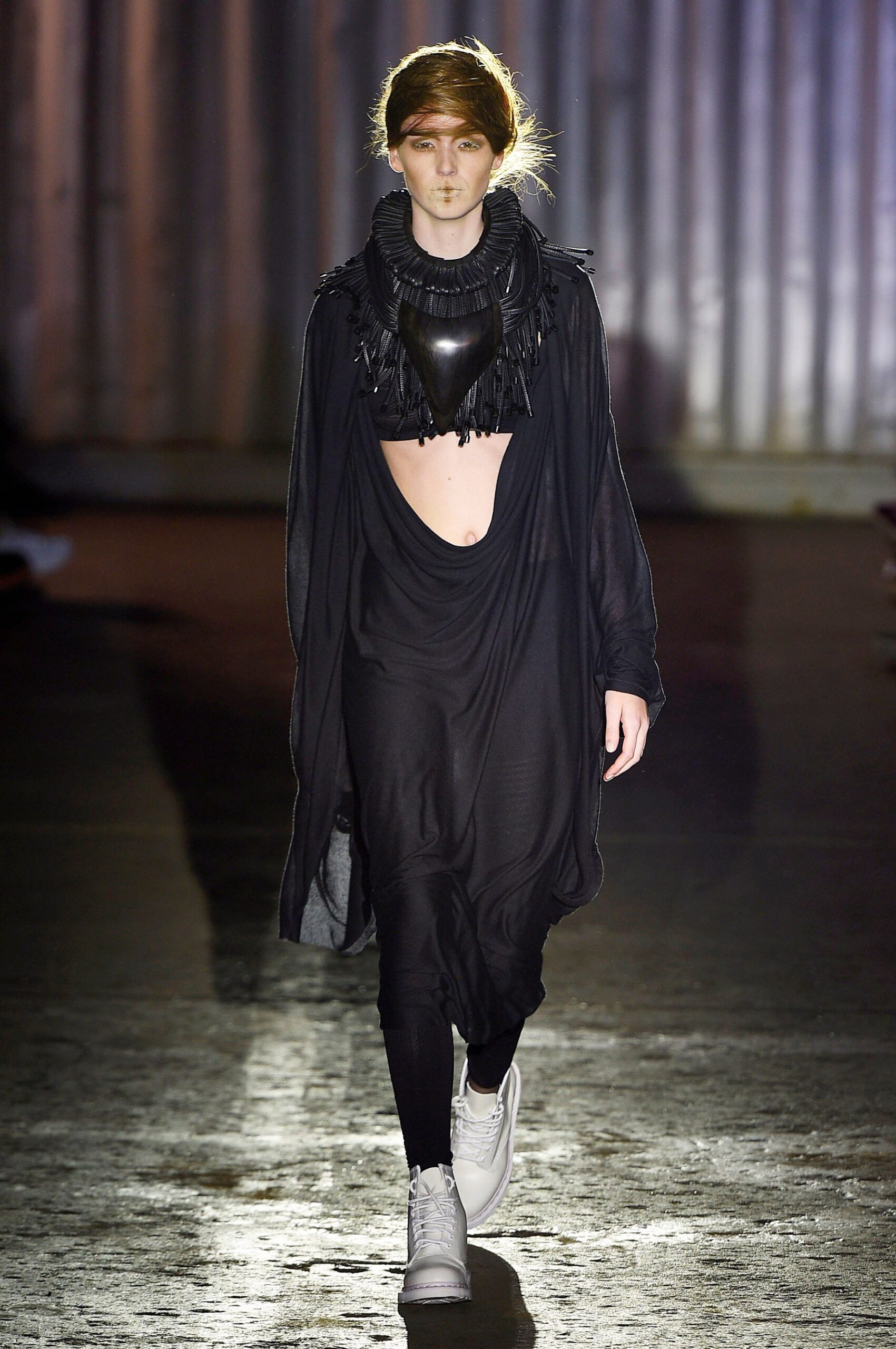 black relaxed dress with fringes