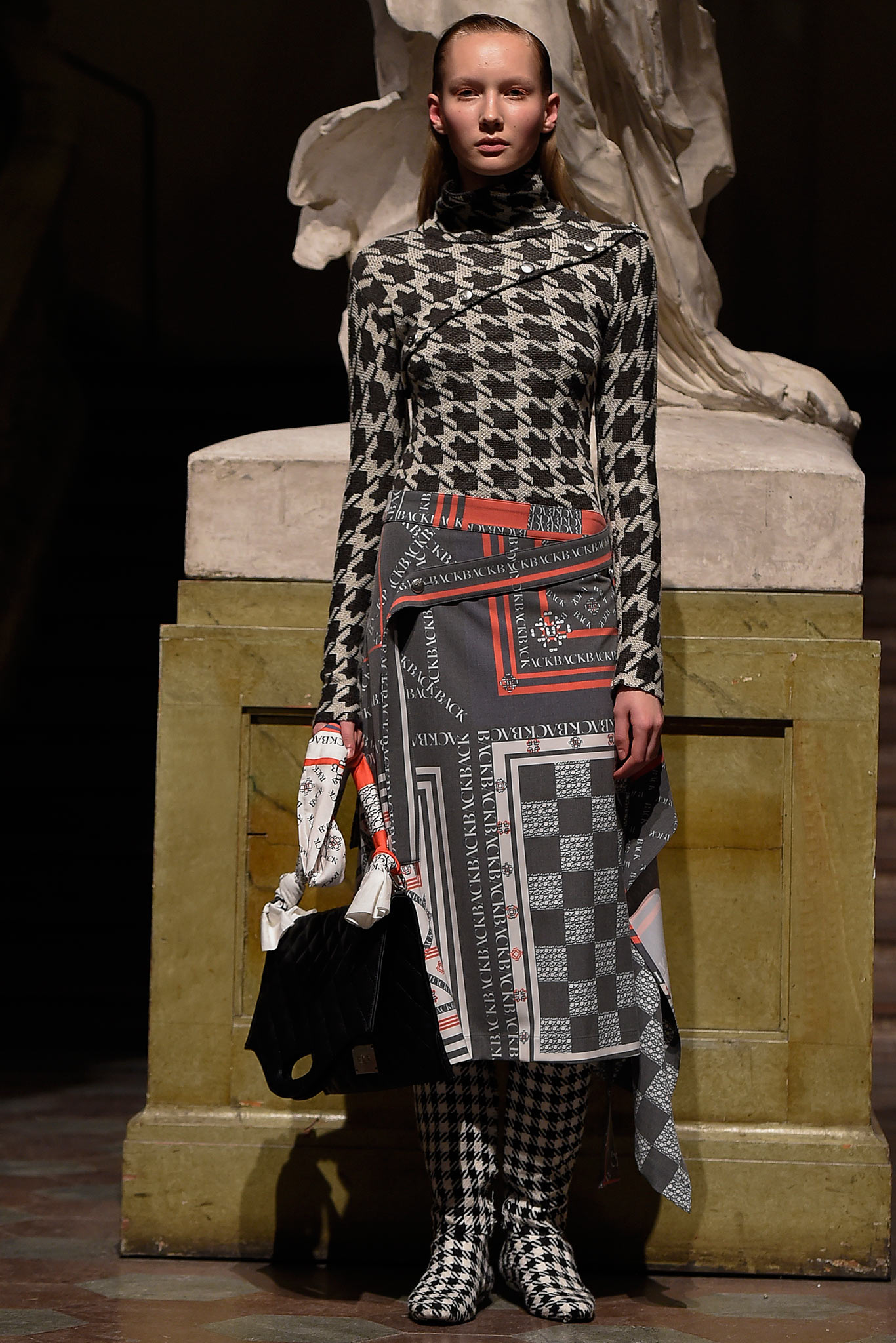 fitted black and white printed dress