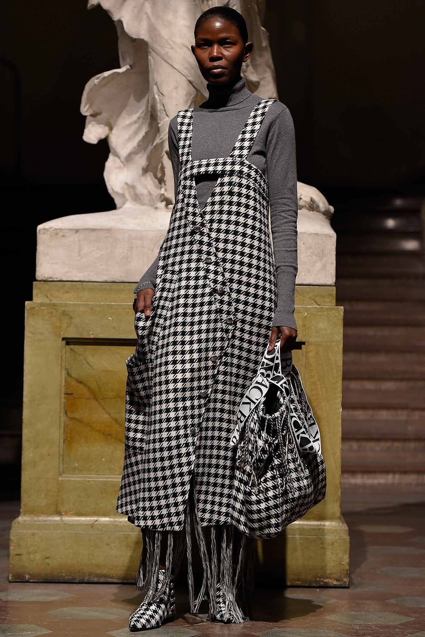 relaxed midi dress with checked pattern