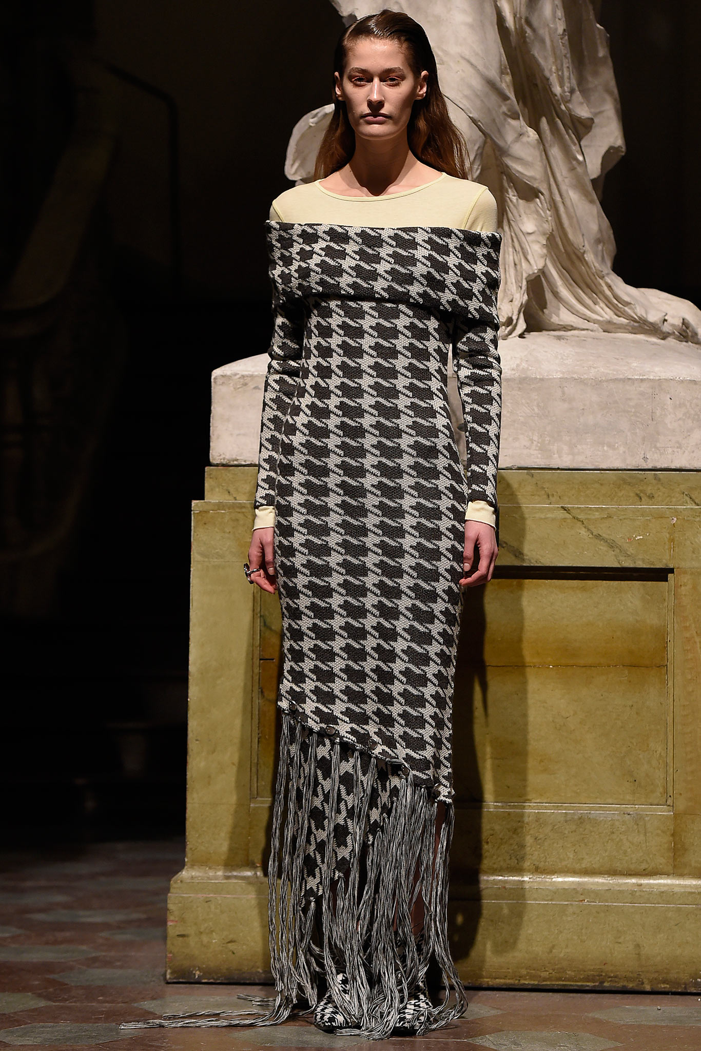 black and white checked maxi dress