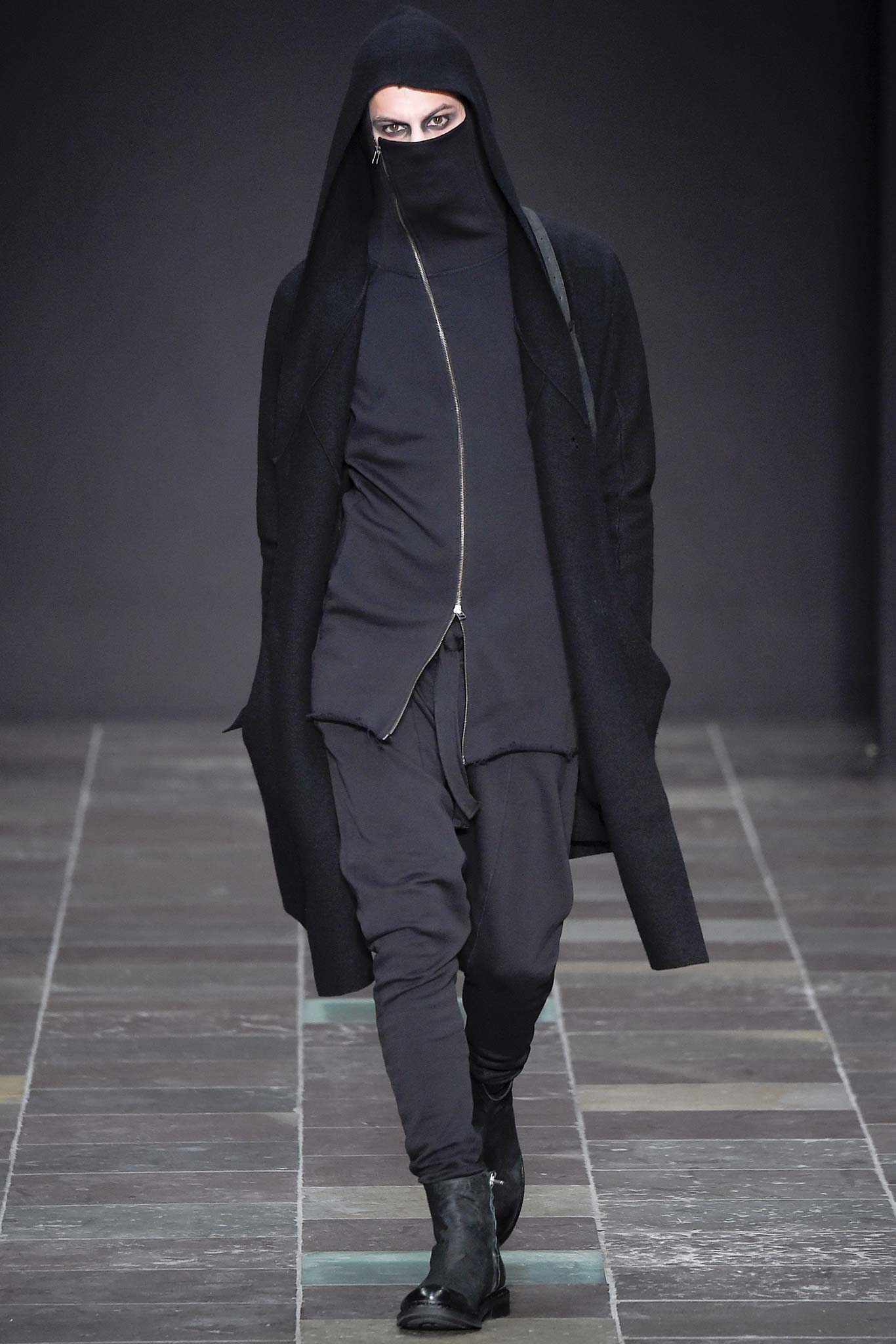 black wool coat with hood