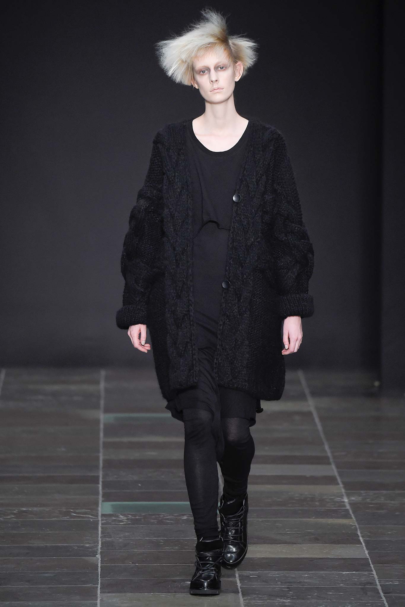 black wool coat with leggings