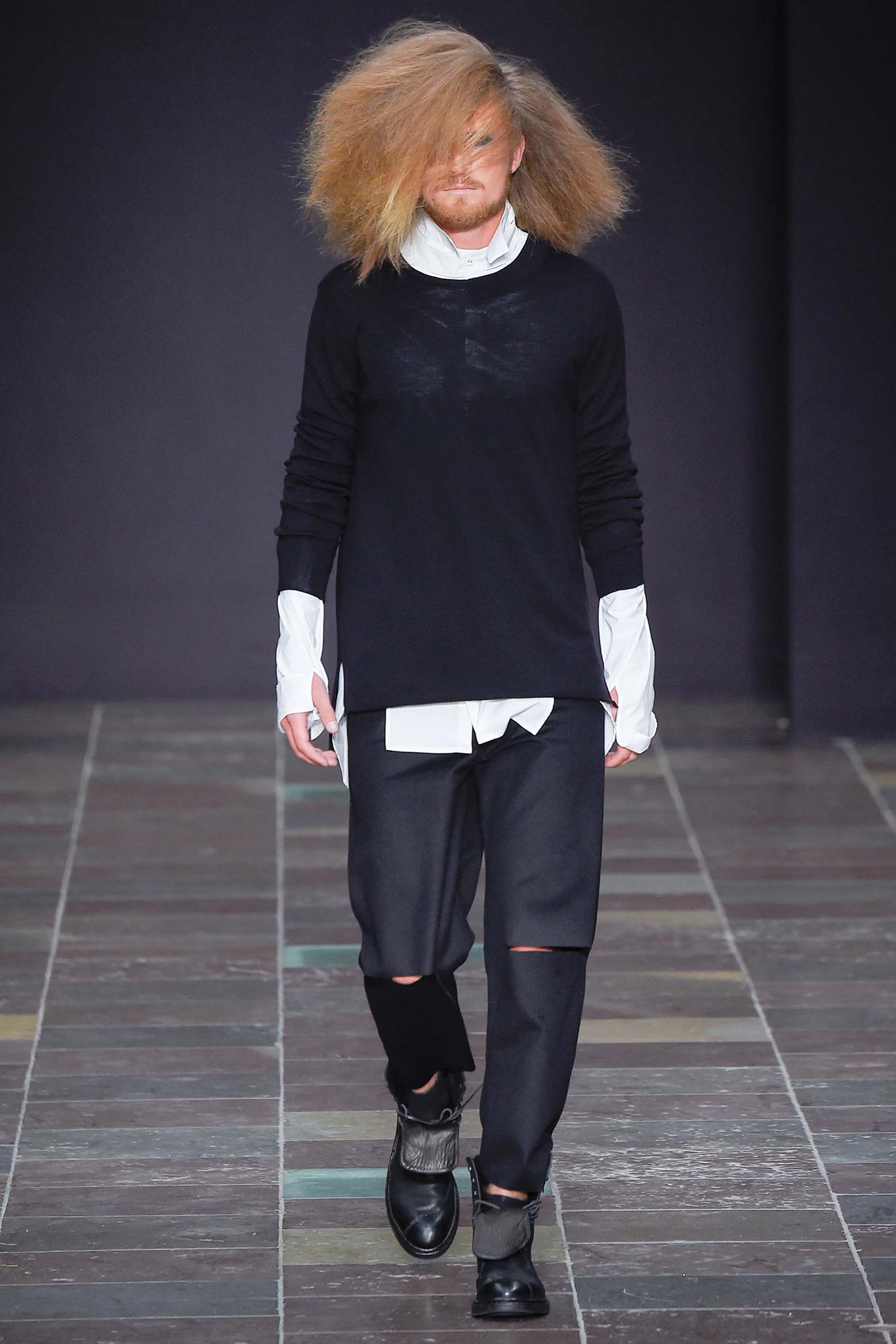 black relaxed top with white shirt