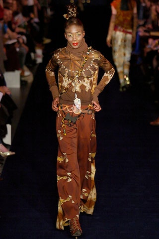 brown printed silk top and pants