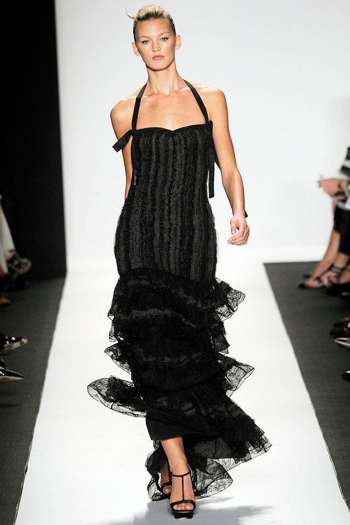 black lace strapless gown