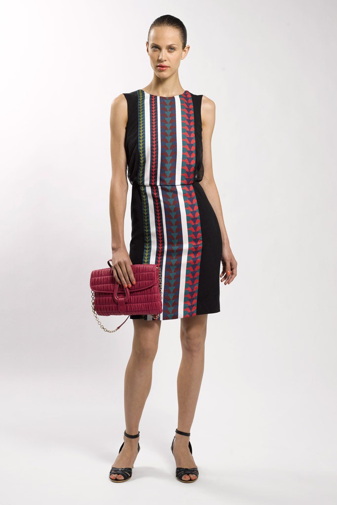 fitted black printed mini dress