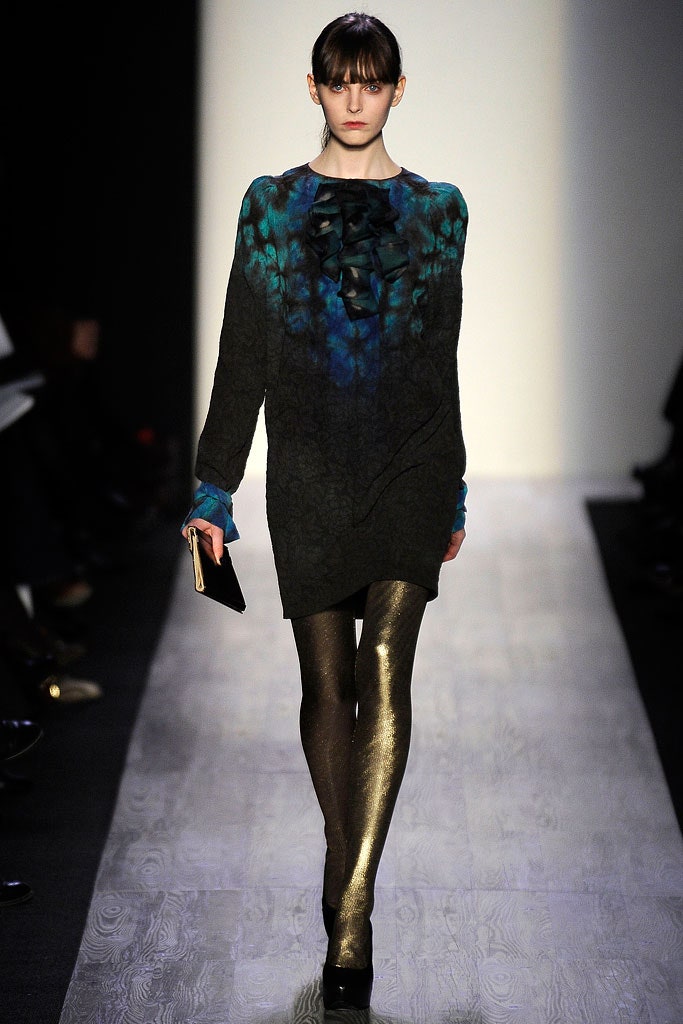 relaxed black blue green dress with shiny gold leggings