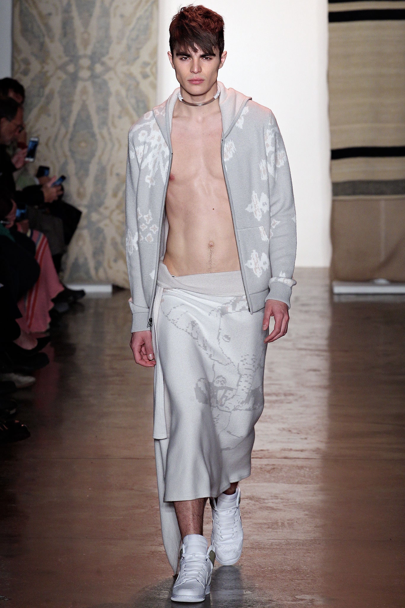 gray hoodie with asymmetric skirt