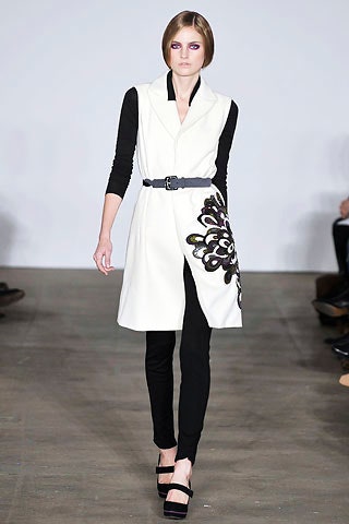 ivory belted embroidered long vest