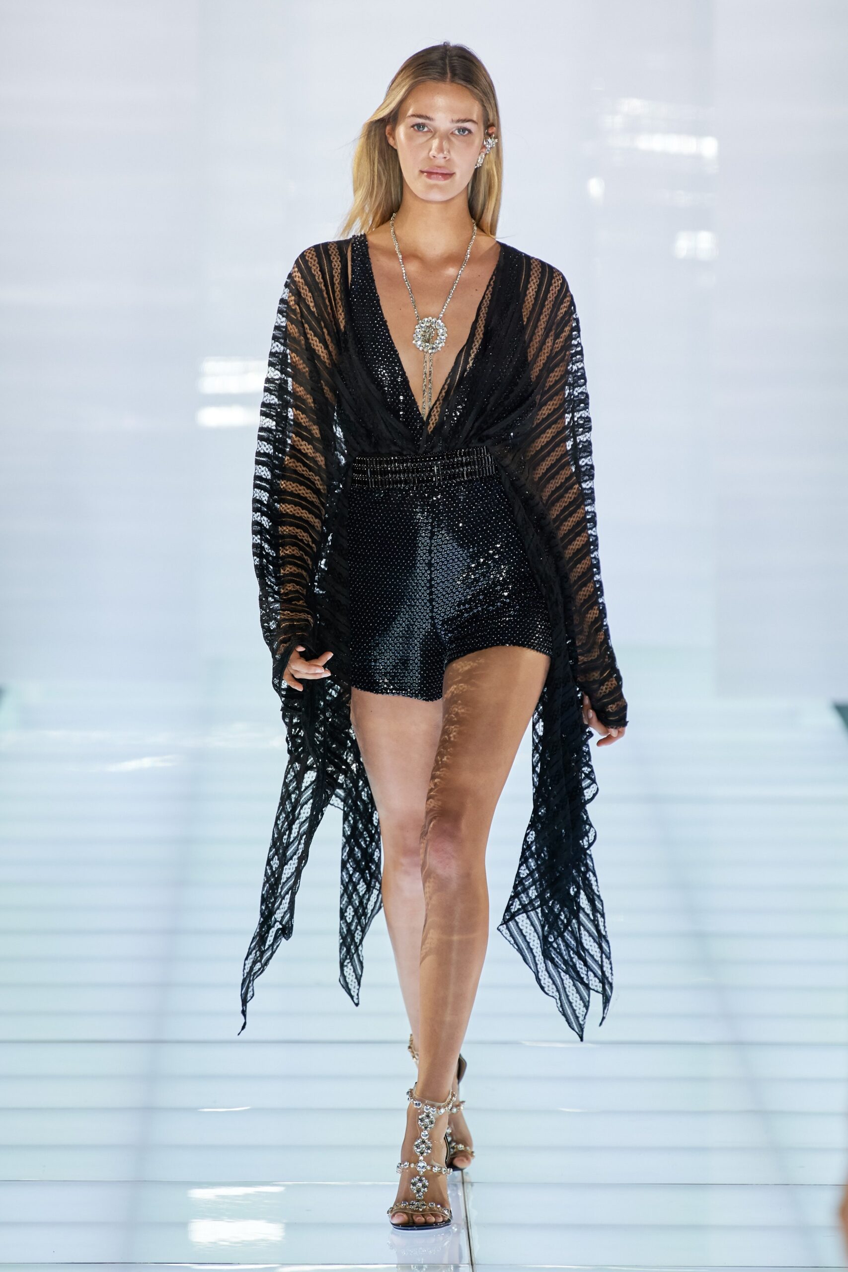 black silk fitted romper with cover-up