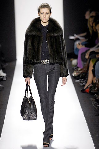 black fur coat with fitted shirt
