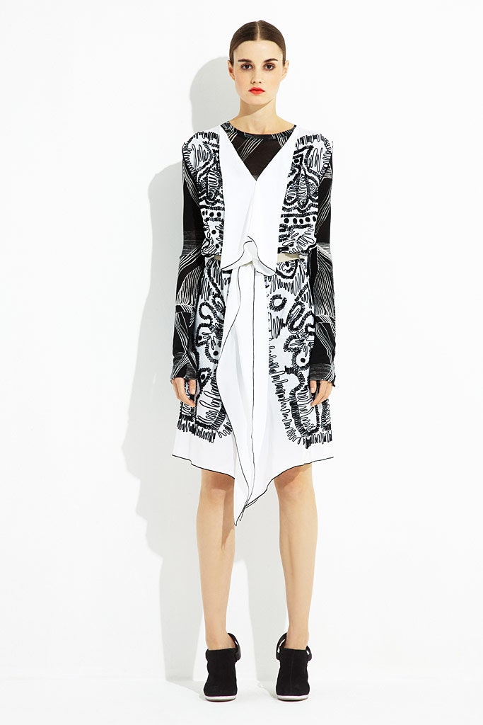 black and white embroidered midi dress